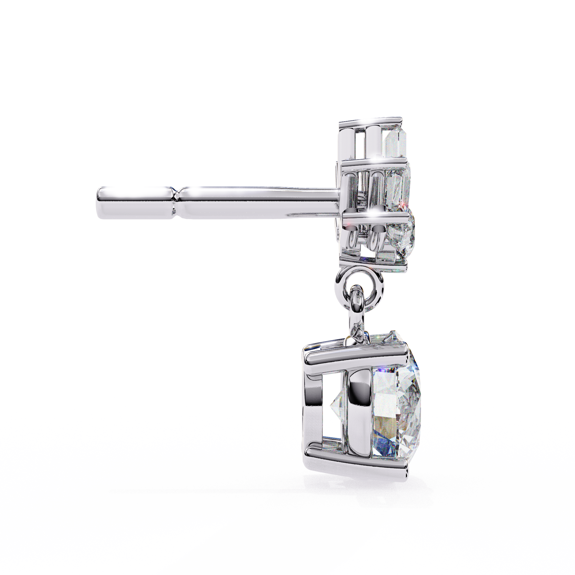 Eternal Cascade: 0.86 Carat Baguette & Round Lab Grown Diamond Dangle Earrings