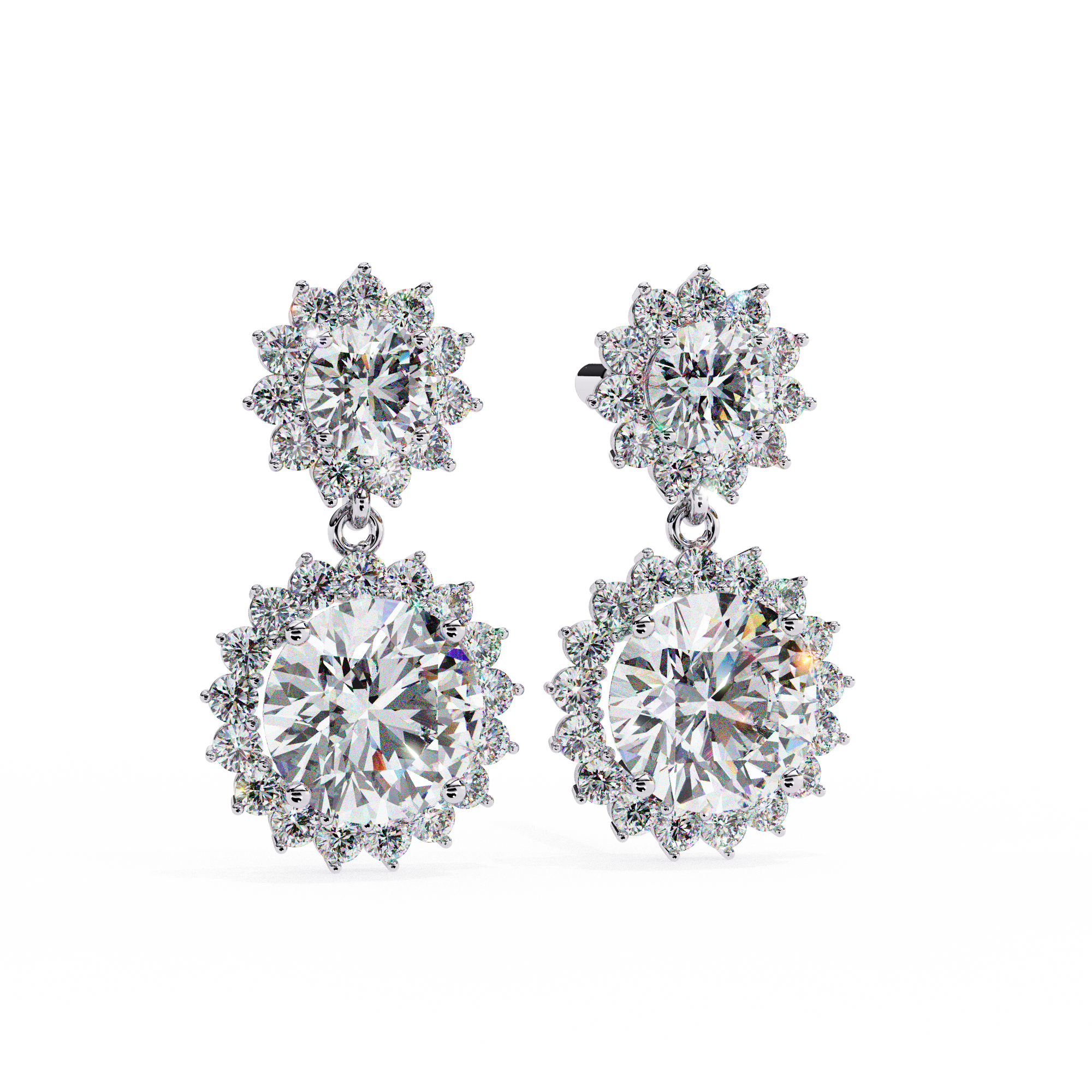 Solitairekart 1.37ct Floral Halo Natural Diamond Drop Earrings-HI Color, VS-SI Clarity