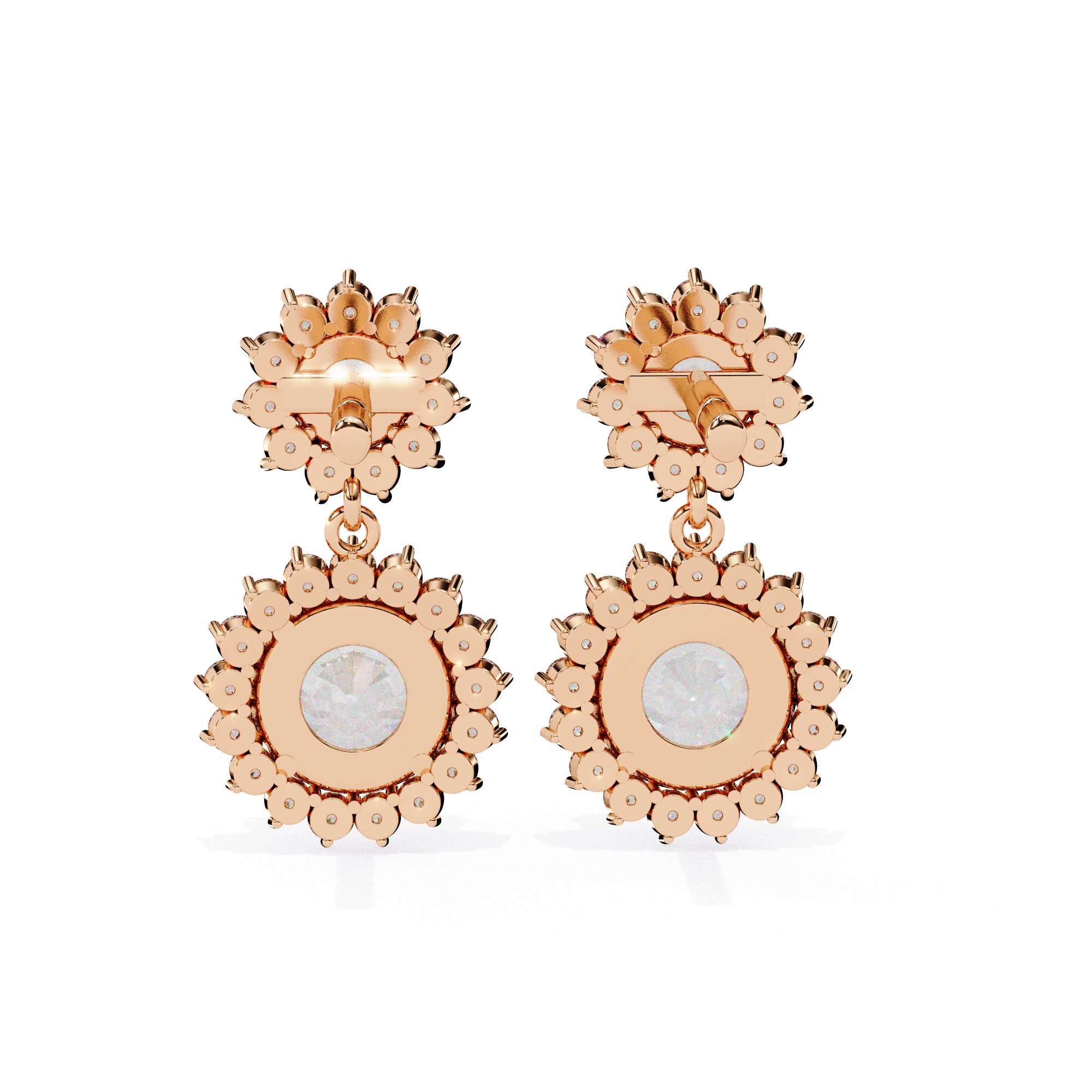 1.83 Carat Round EF/VS Lab Grown Diamond Dangle Earrings — Refined Movement