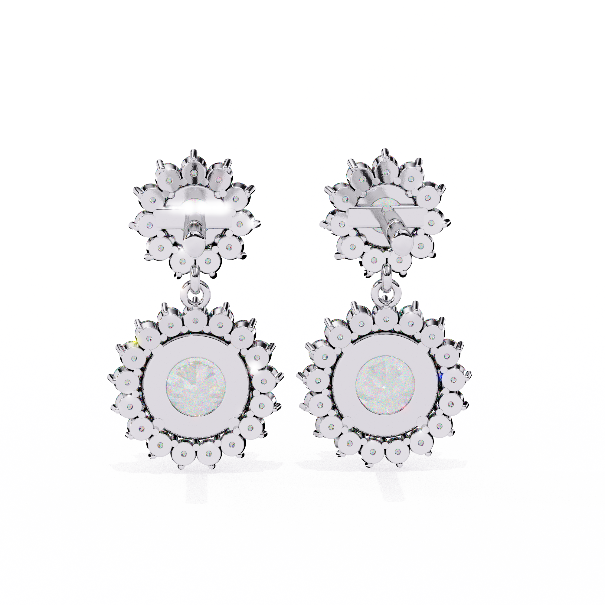 Solitairekart 1.37ct Floral Halo Natural Diamond Drop Earrings-HI Color, VS-SI Clarity
