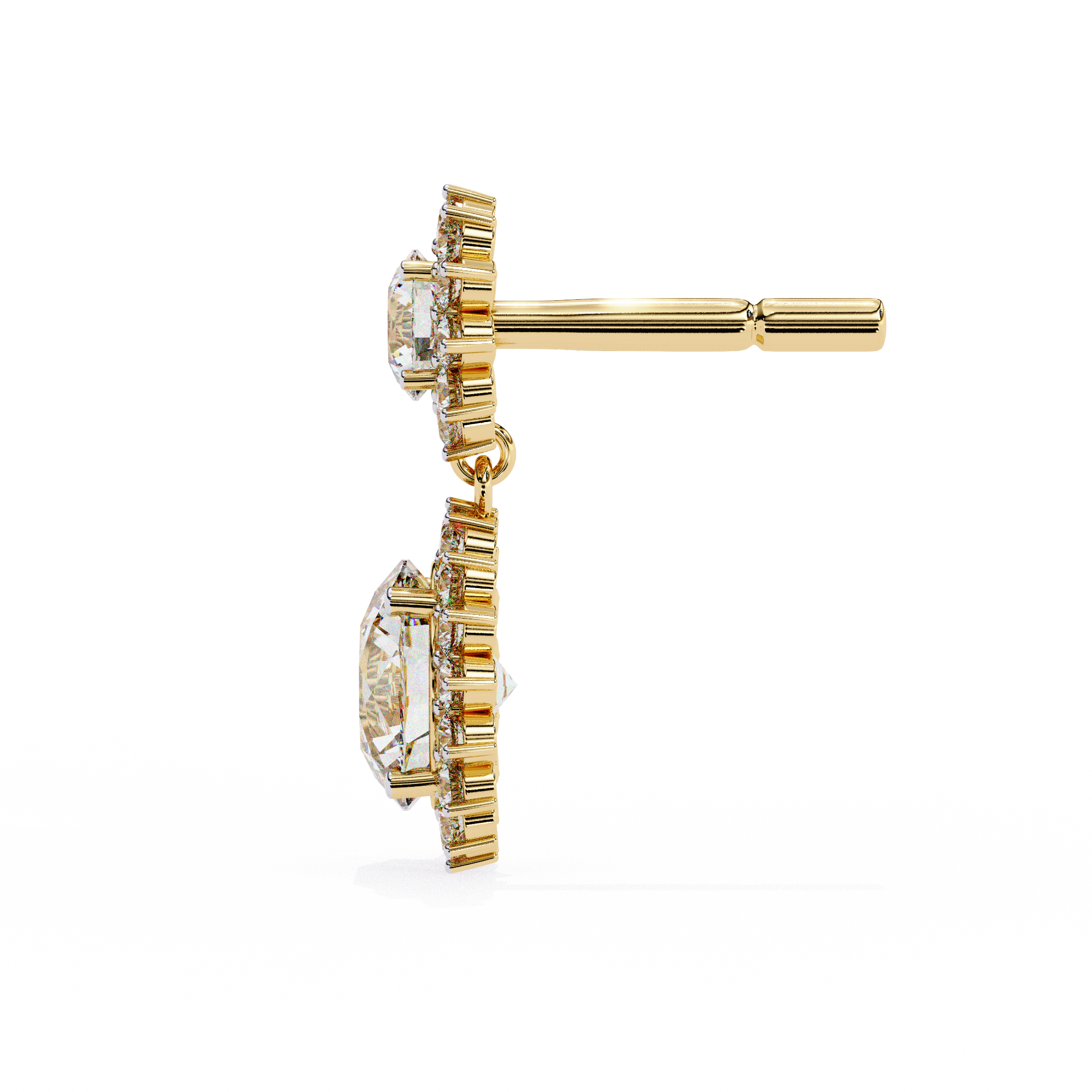 1.83 Carat Round EF/VS Lab Grown Diamond Dangle Earrings — Refined Movement