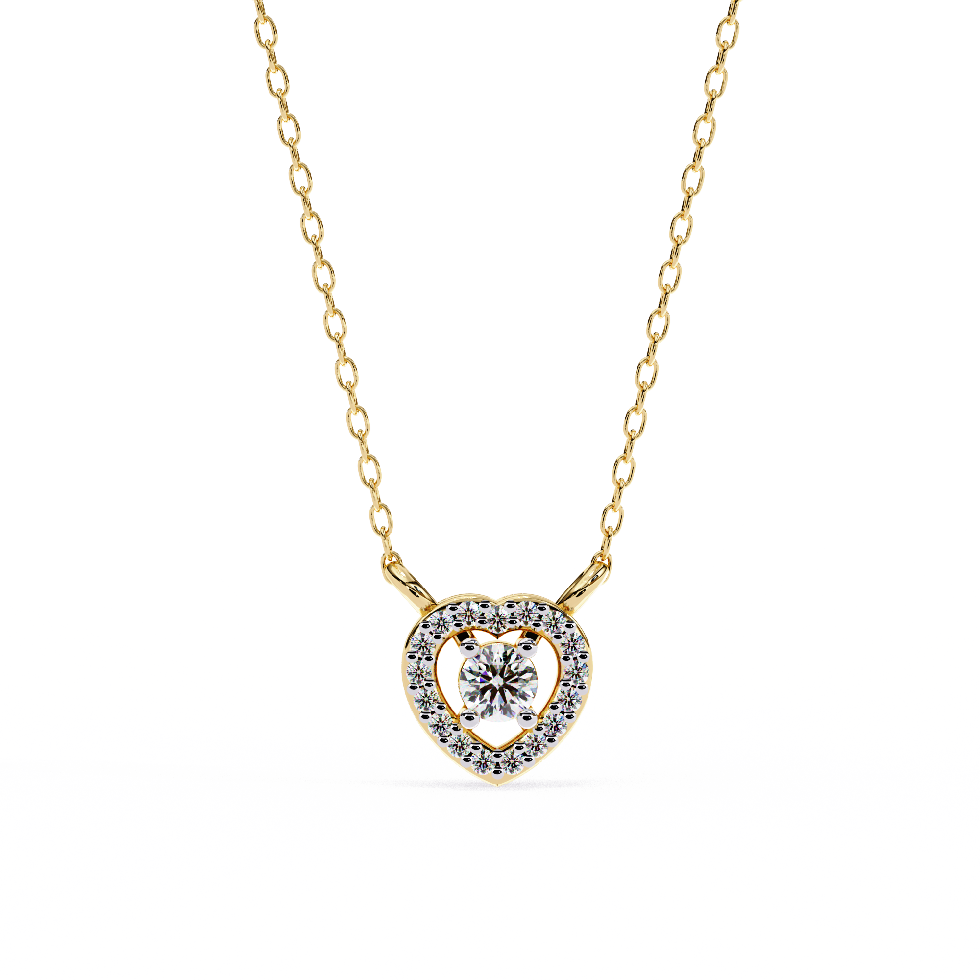 Elegant 0.17ct EF/VS Round Shape Lab-Grown Diamond Heart Pendant Necklace.