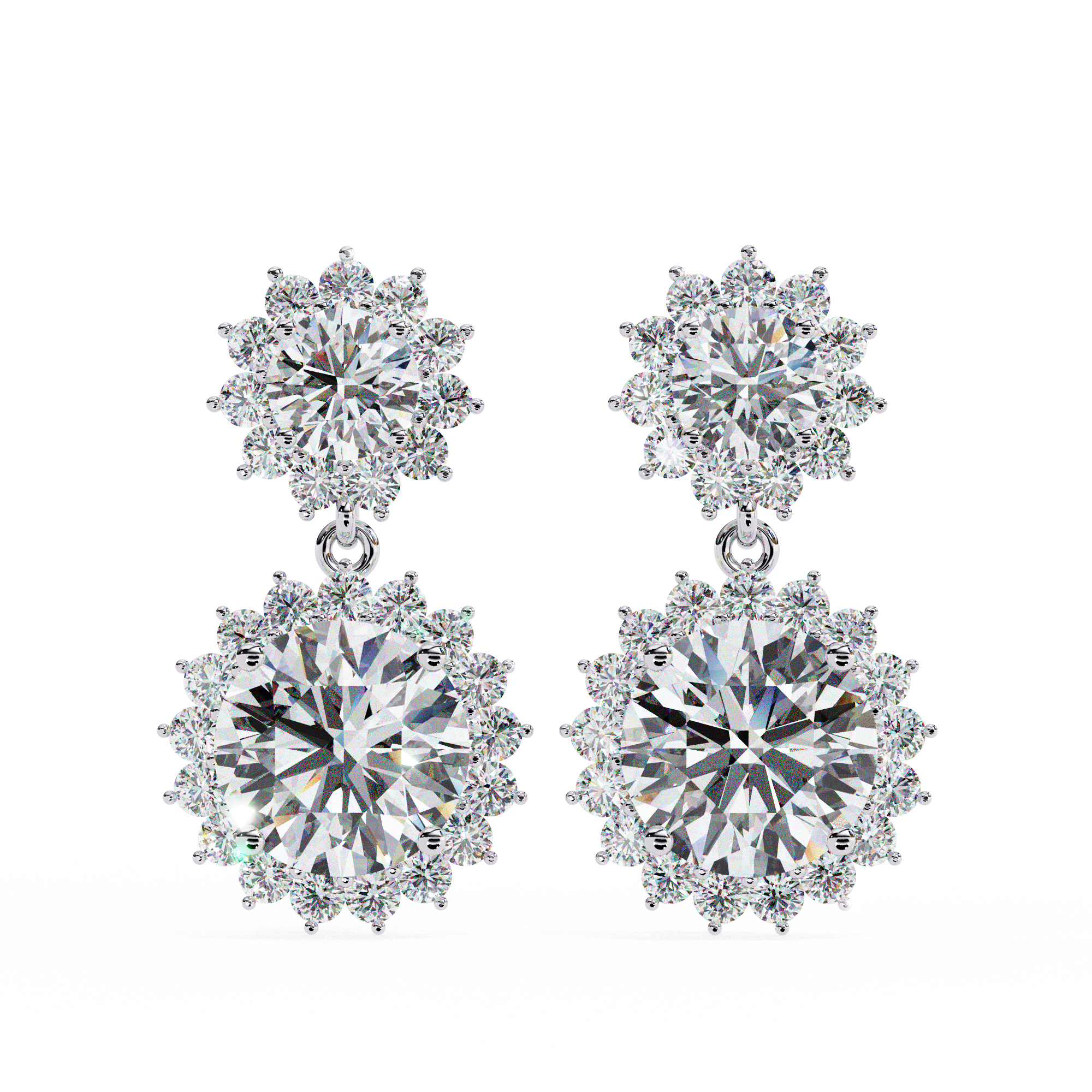 1.83 Carat Round EF/VS Lab Grown Diamond Dangle Earrings — Refined Movement