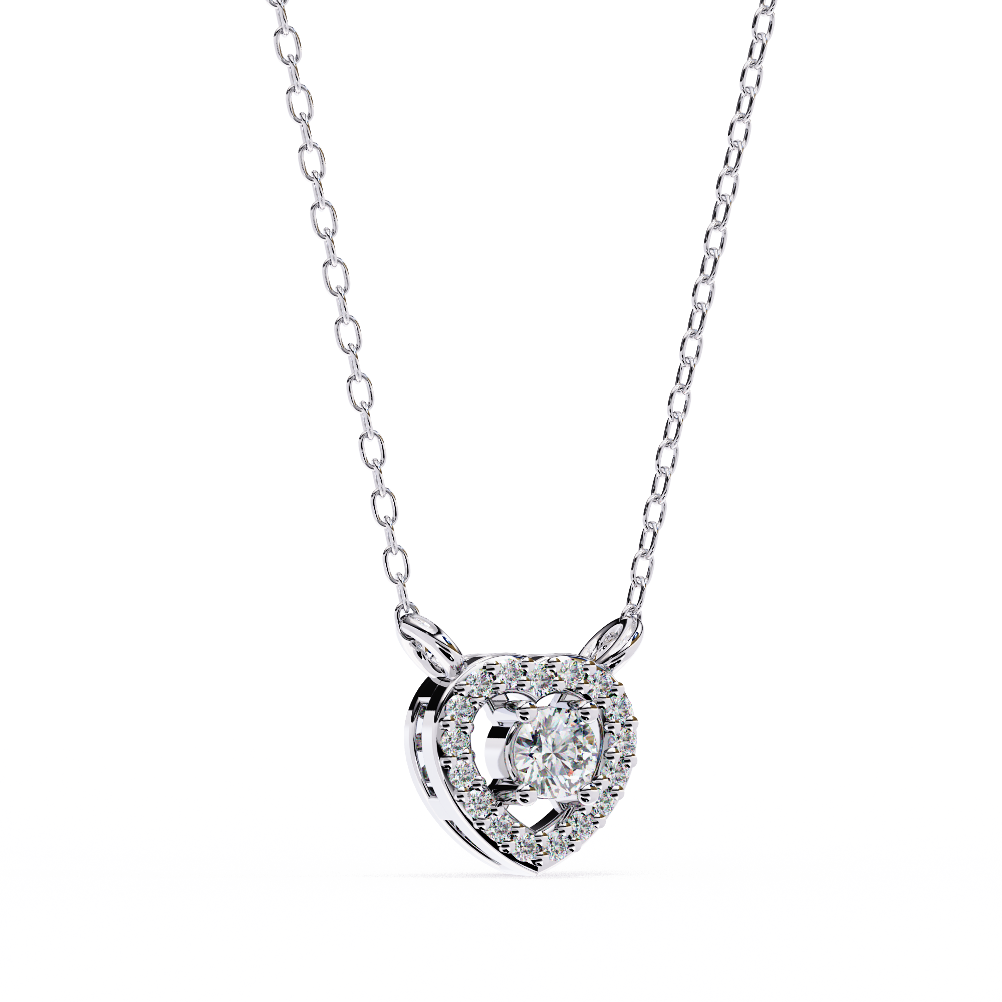Elegant 0.17ct EF/VS Round Shape Lab-Grown Diamond Heart Pendant Necklace.