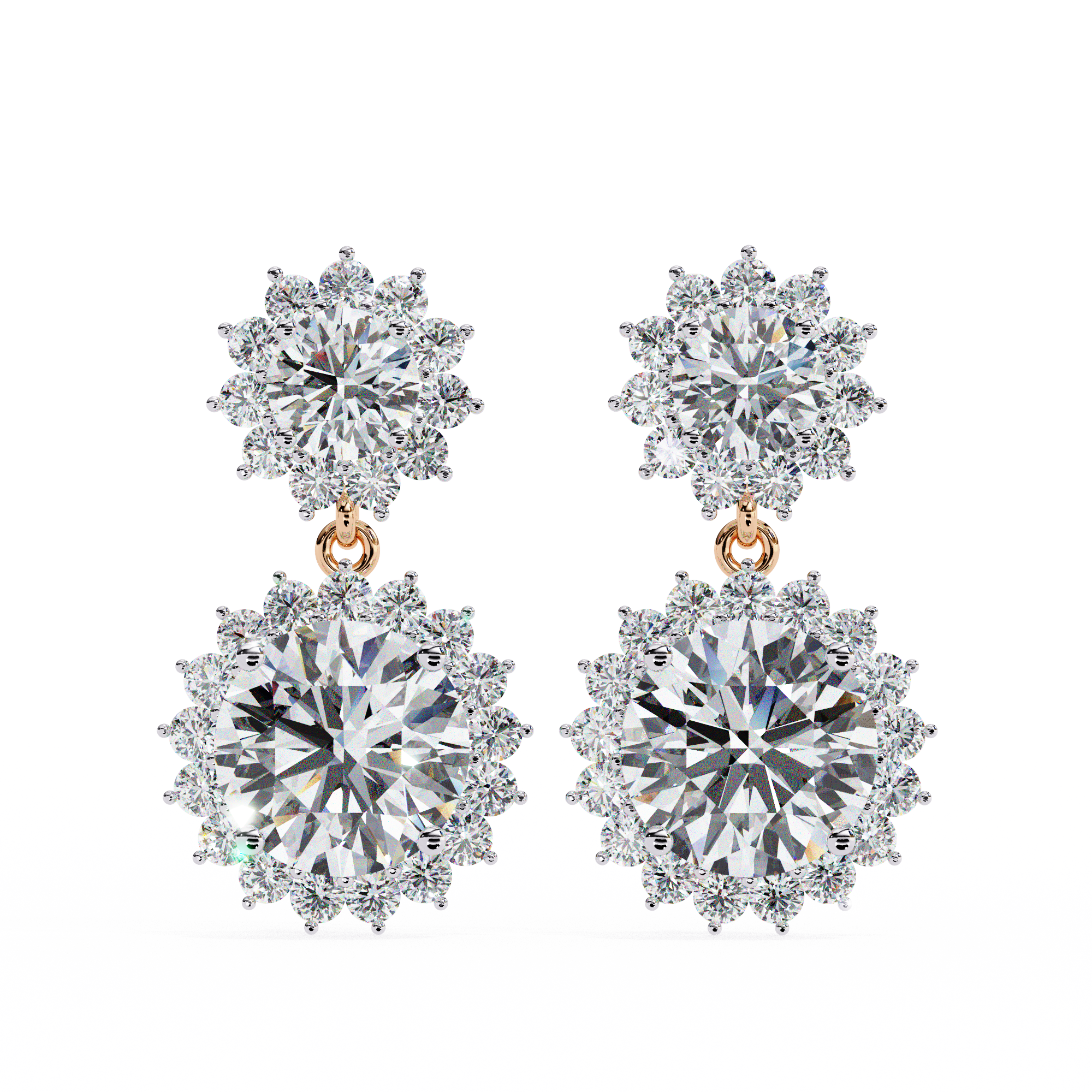 Solitairekart 1.37ct Floral Halo Natural Diamond Drop Earrings-HI Color, VS-SI Clarity