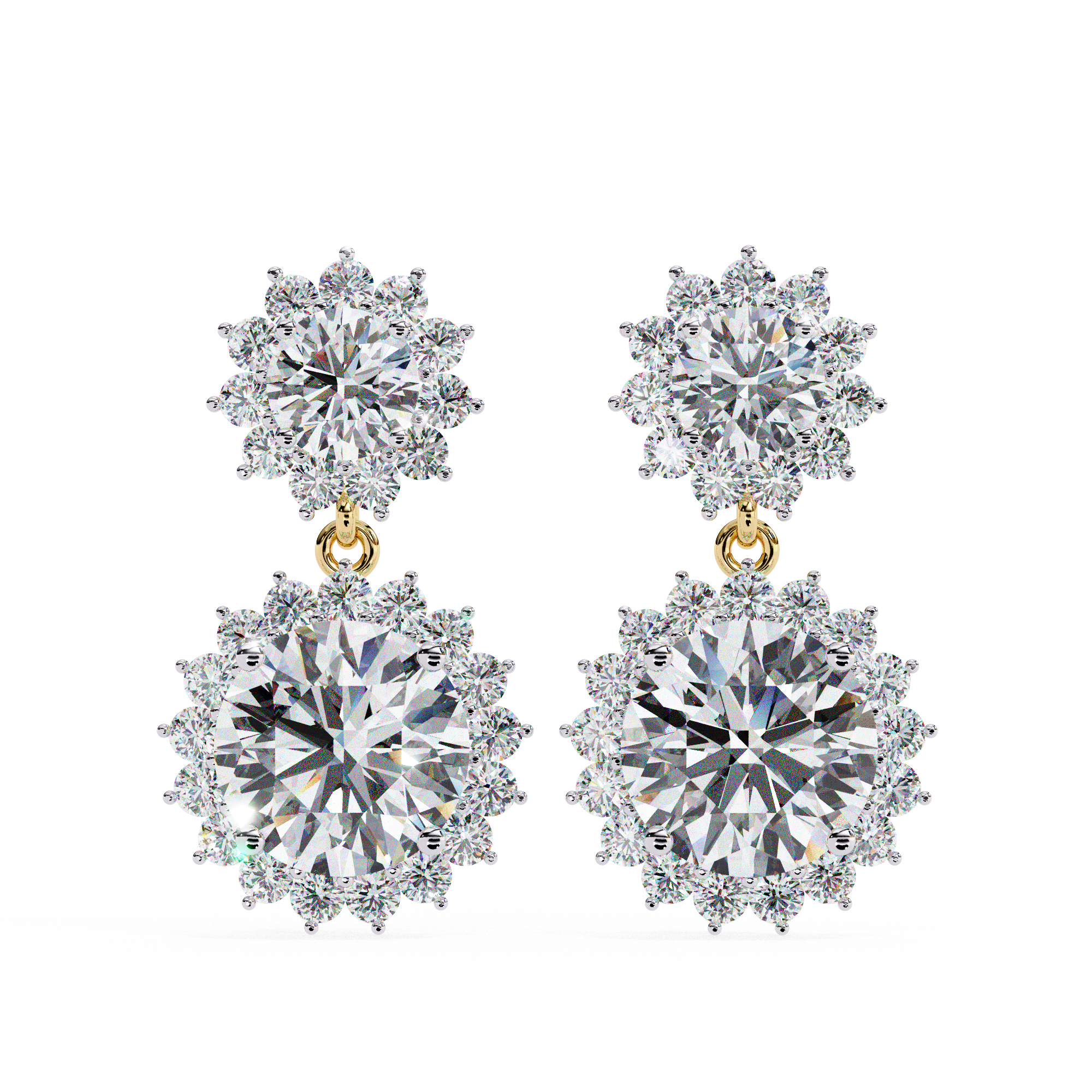 Solitairekart 1.37ct Floral Halo Natural Diamond Drop Earrings-HI Color, VS-SI Clarity