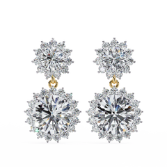 Solitairekart 1.37ct Floral Halo Natural Diamond Drop Earrings-HI Color, VS-SI Clarity