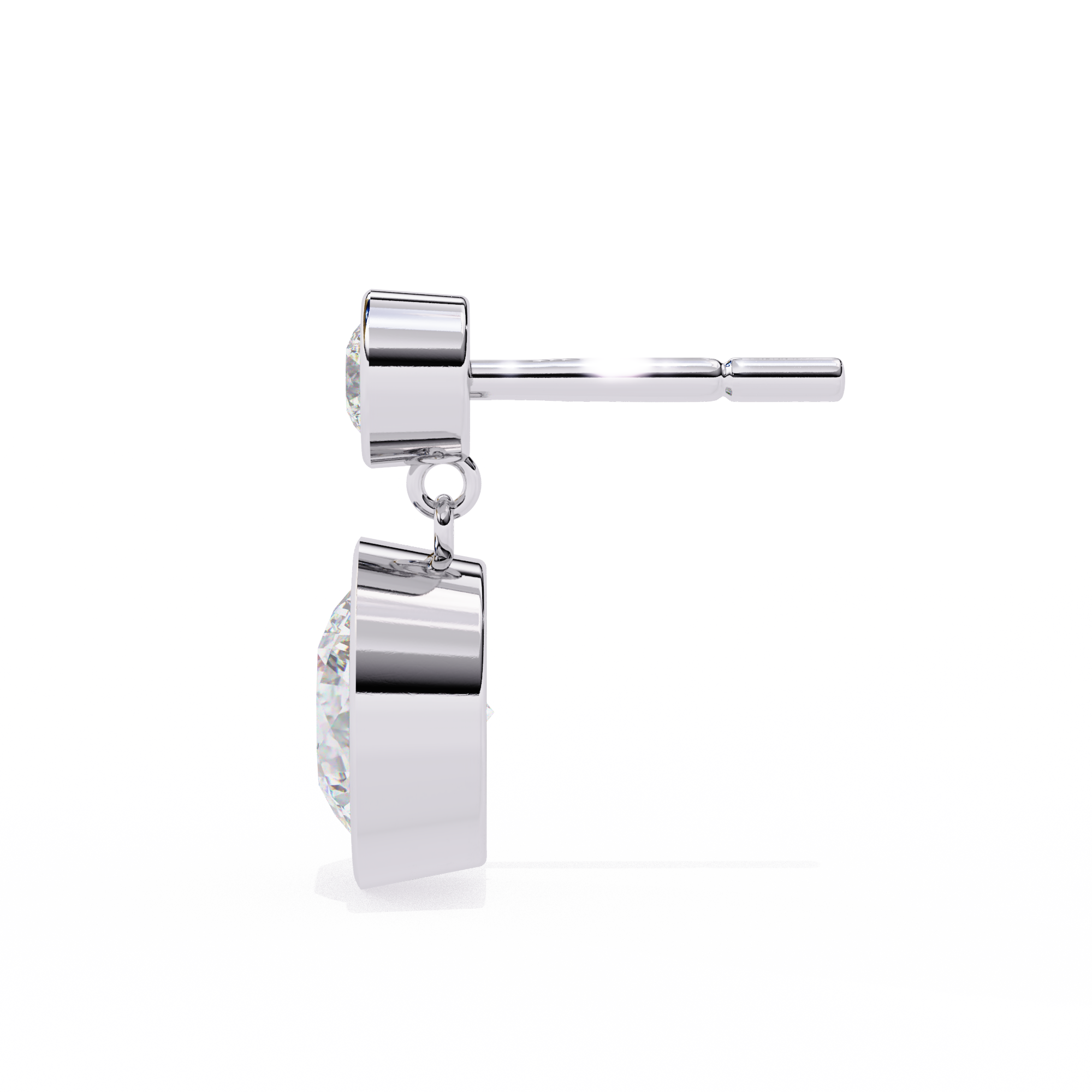 Solitairekart 1.83ct Two-Stone Bezel Drop Natural Diamond Earrings-H Color, VS1 Clarity