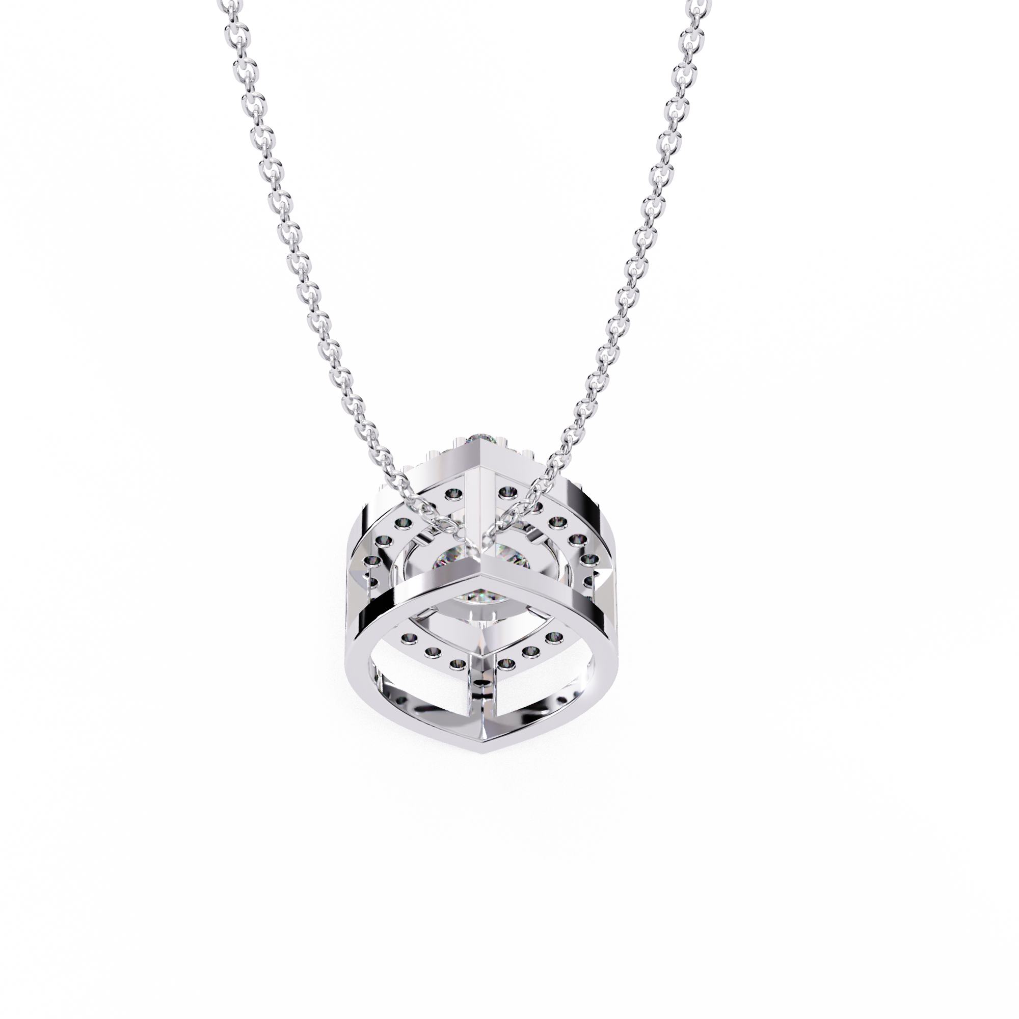 0.56ct Lab-Grown Diamond Halo Pendant Necklace – Round Shape EF/VS Radiance