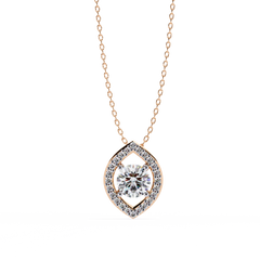 0.56ct Lab-Grown Diamond Halo Pendant Necklace – Round Shape EF/VS Radiance