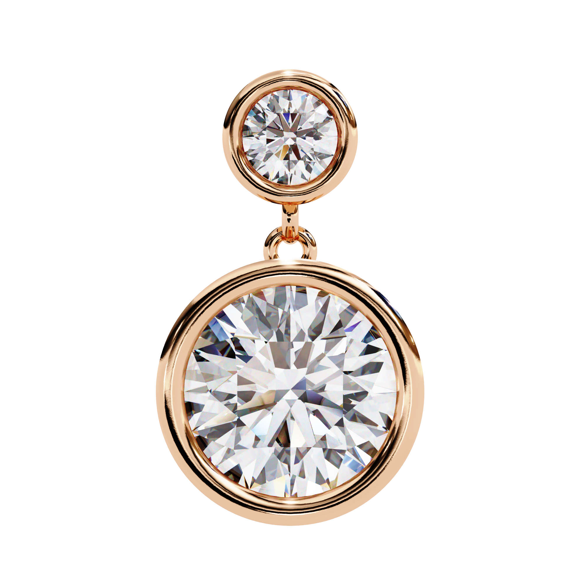 Pure Radiance 1.83 Carat EF/VS Round Bezel Set Lab Grown Diamond Dangle Earrings