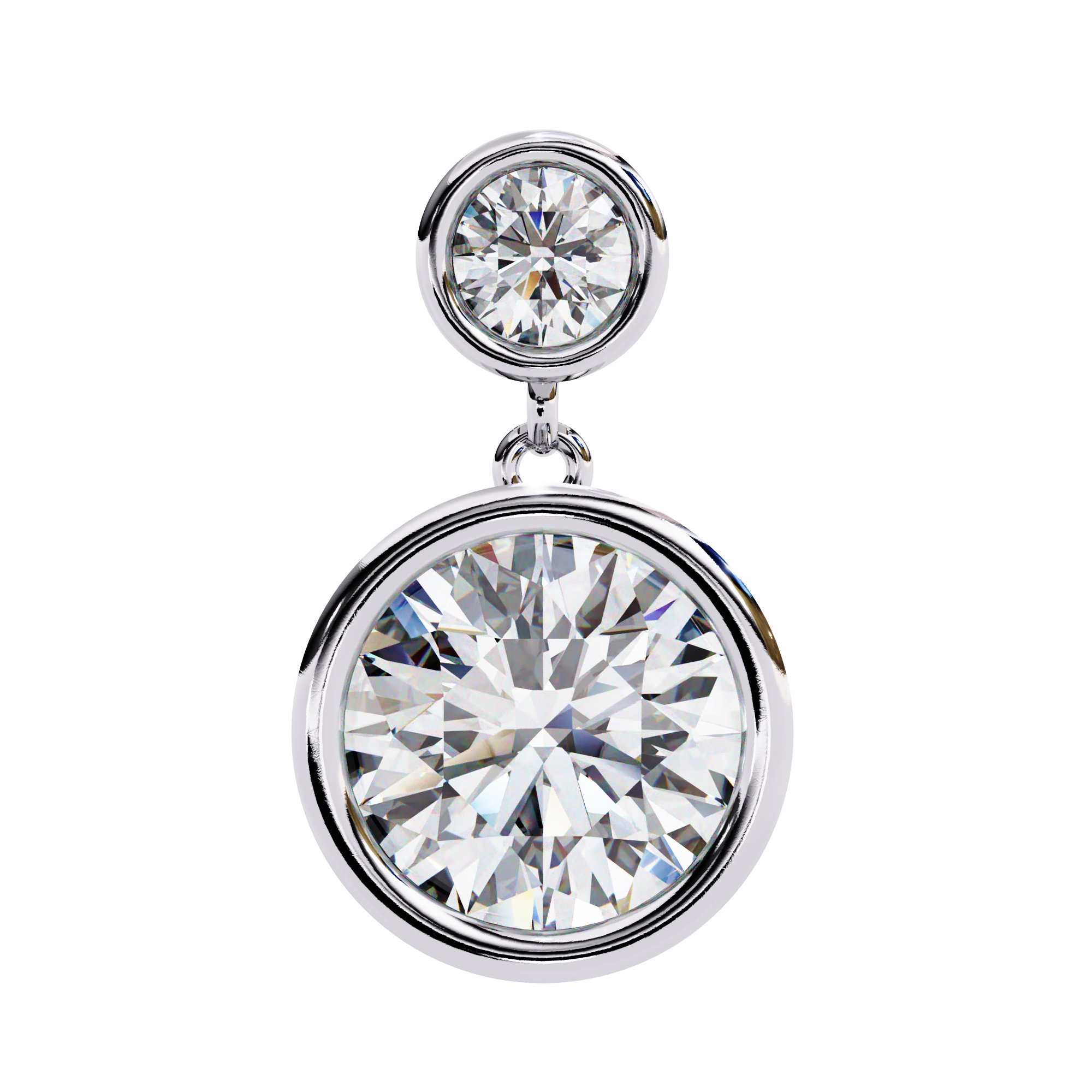 Pure Radiance 1.83 Carat EF/VS Round Bezel Set Lab Grown Diamond Dangle Earrings