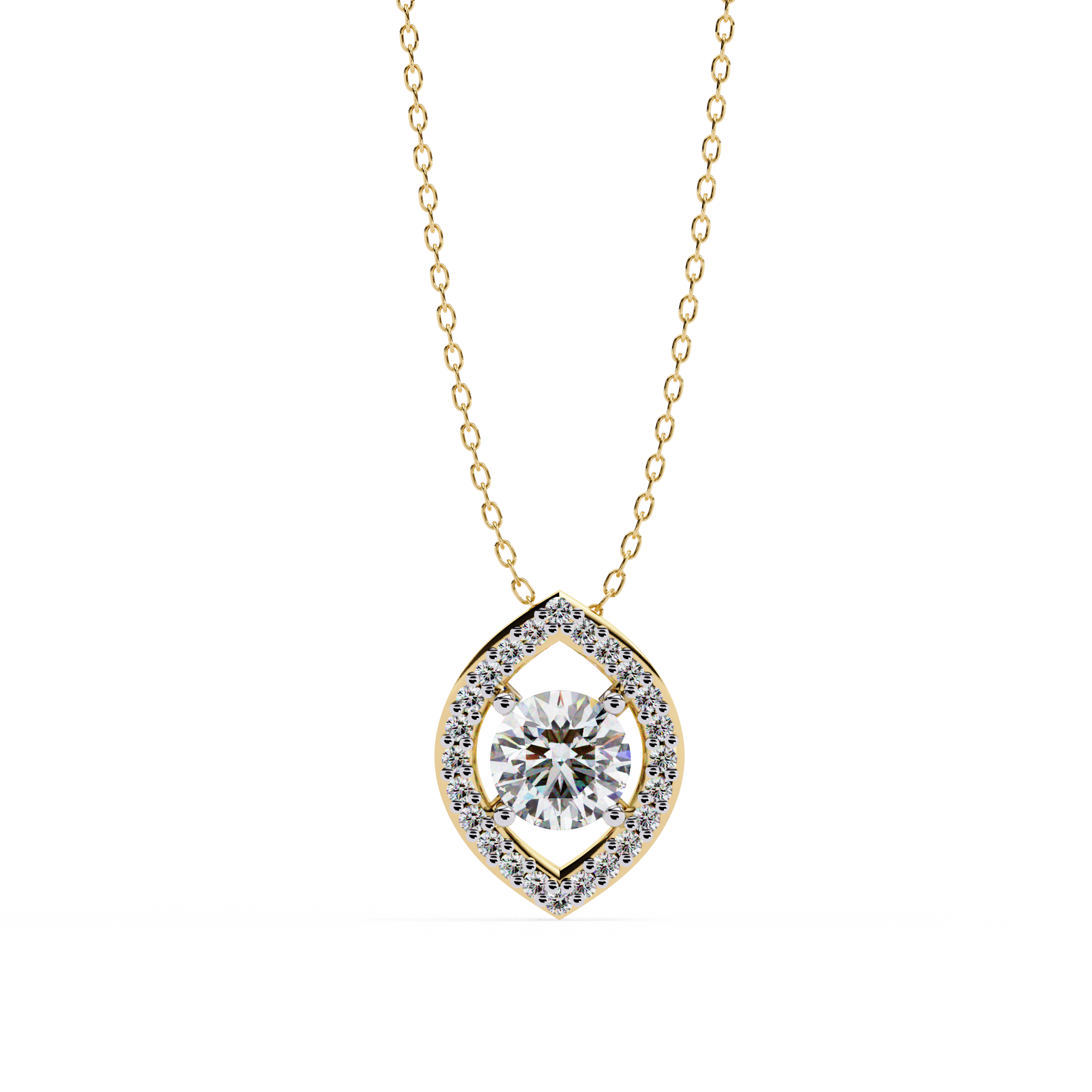 0.56ct Lab-Grown Diamond Halo Pendant Necklace – Round Shape EF/VS Radiance