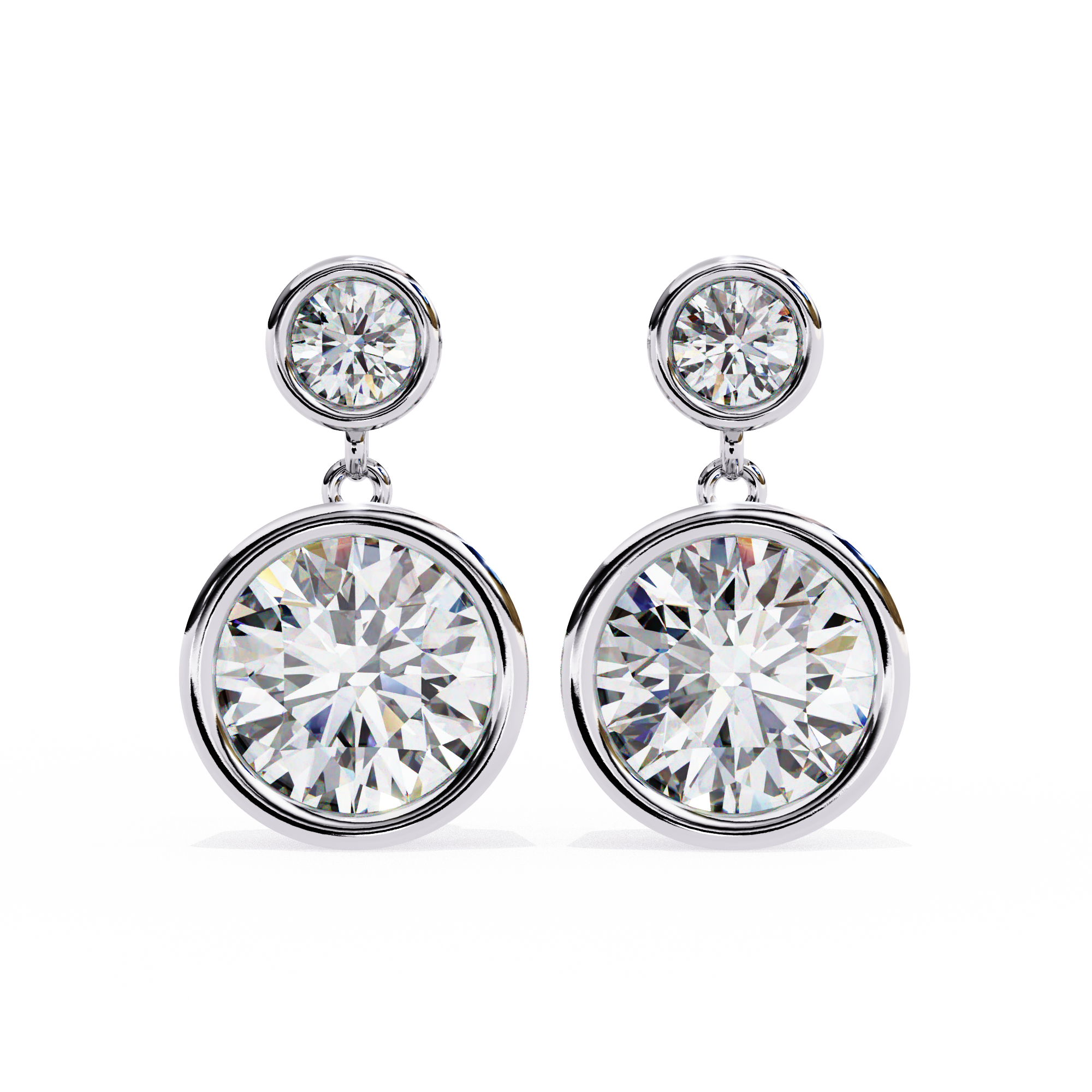 Pure Radiance 1.83 Carat EF/VS Round Bezel Set Lab Grown Diamond Dangle Earrings