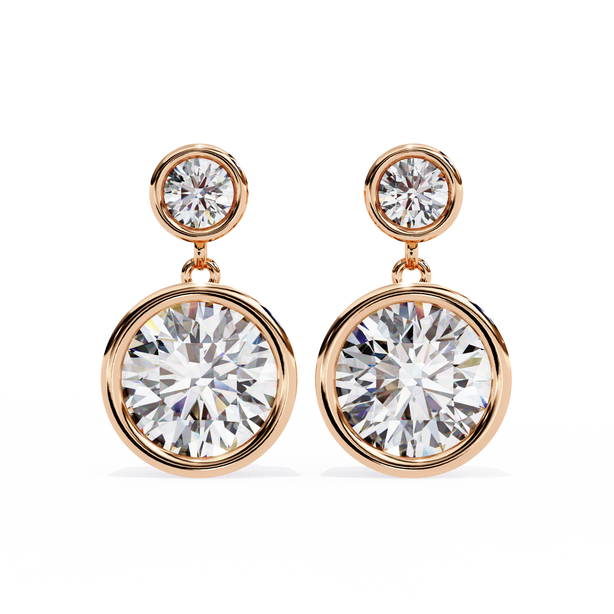 Solitairekart 1.83ct Two-Stone Bezel Drop Natural Diamond Earrings-H Color, VS1 Clarity