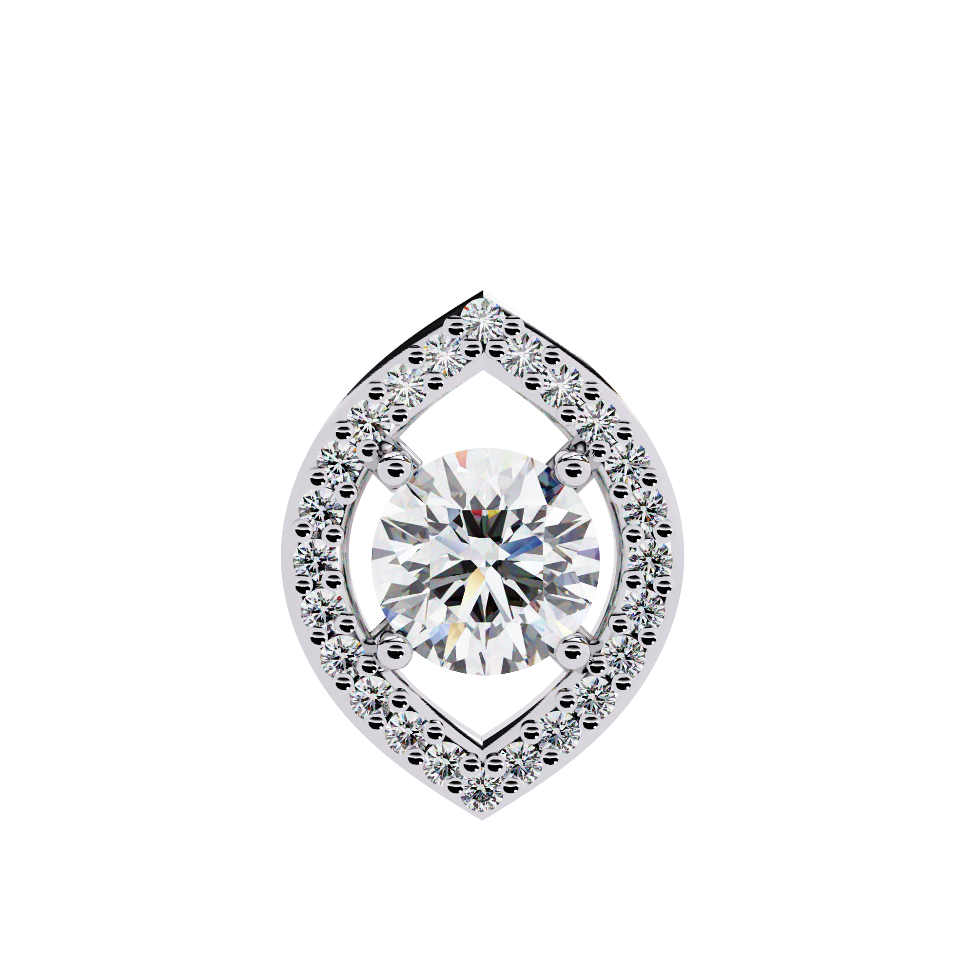 0.56ct Lab-Grown Diamond Halo Pendant Necklace – Round Shape EF/VS Radiance