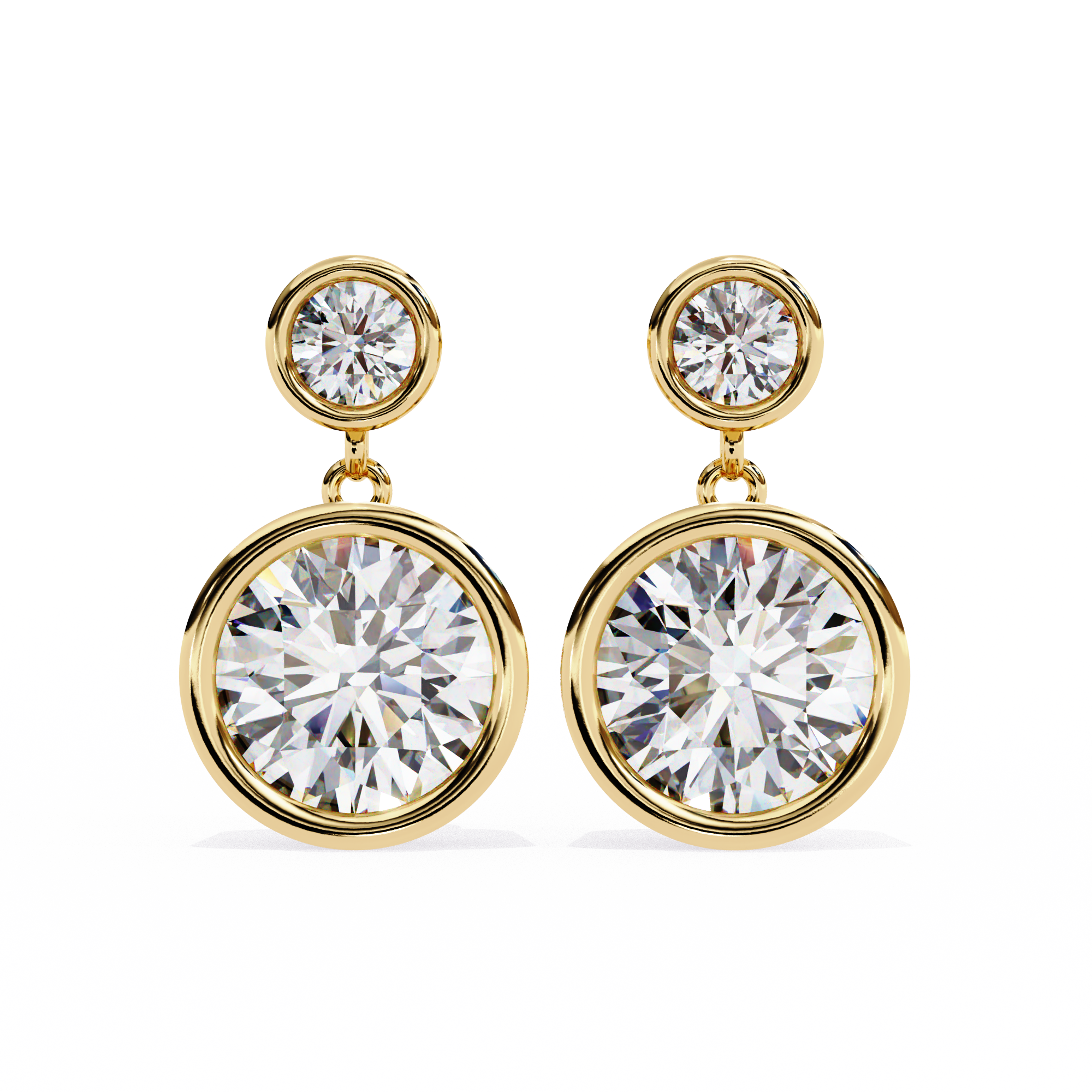 Pure Radiance 1.83 Carat EF/VS Round Bezel Set Lab Grown Diamond Dangle Earrings