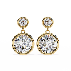 Solitairekart 1.83ct Two-Stone Bezel Drop Natural Diamond Earrings-H Color, VS1 Clarity