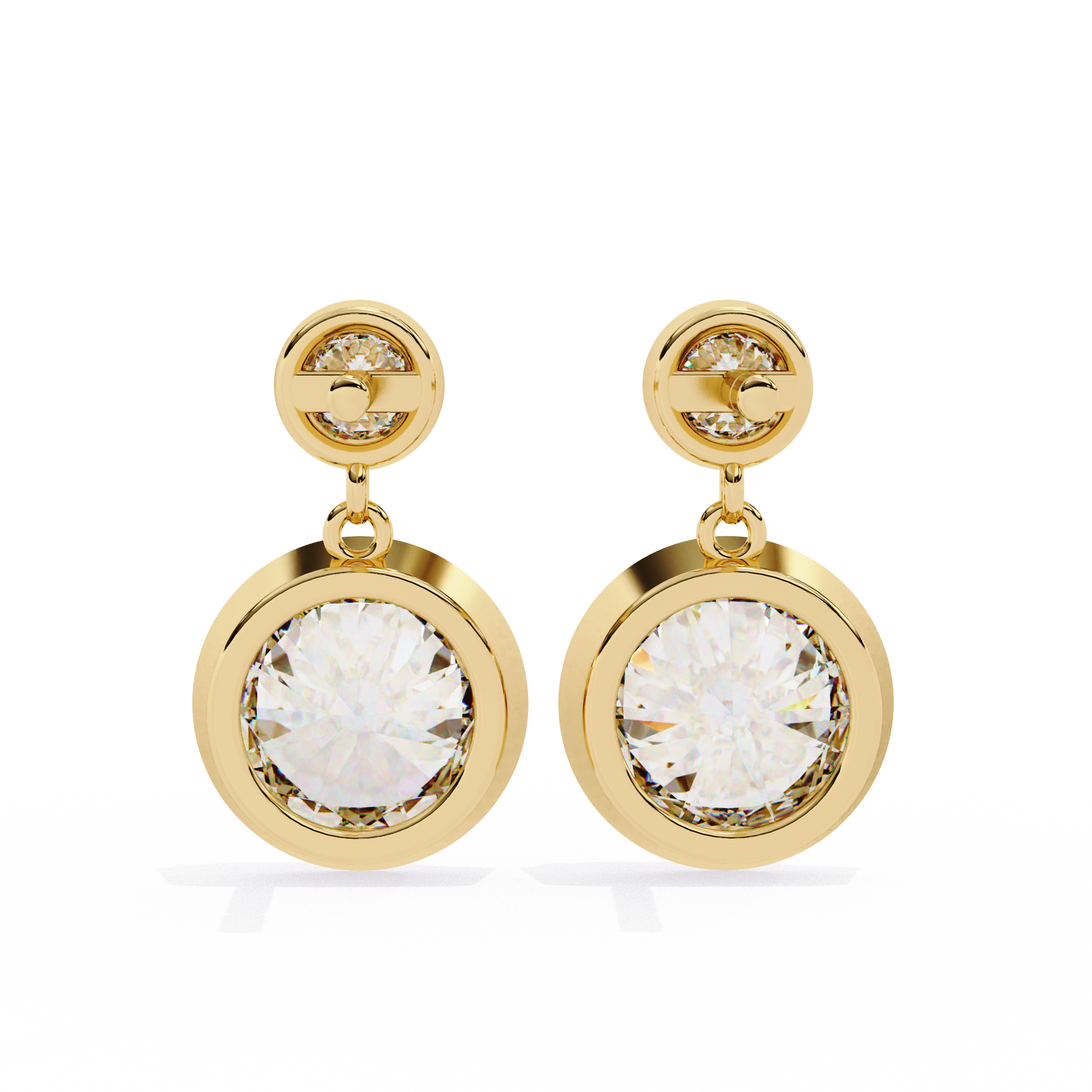 Pure Radiance 1.83 Carat EF/VS Round Bezel Set Lab Grown Diamond Dangle Earrings