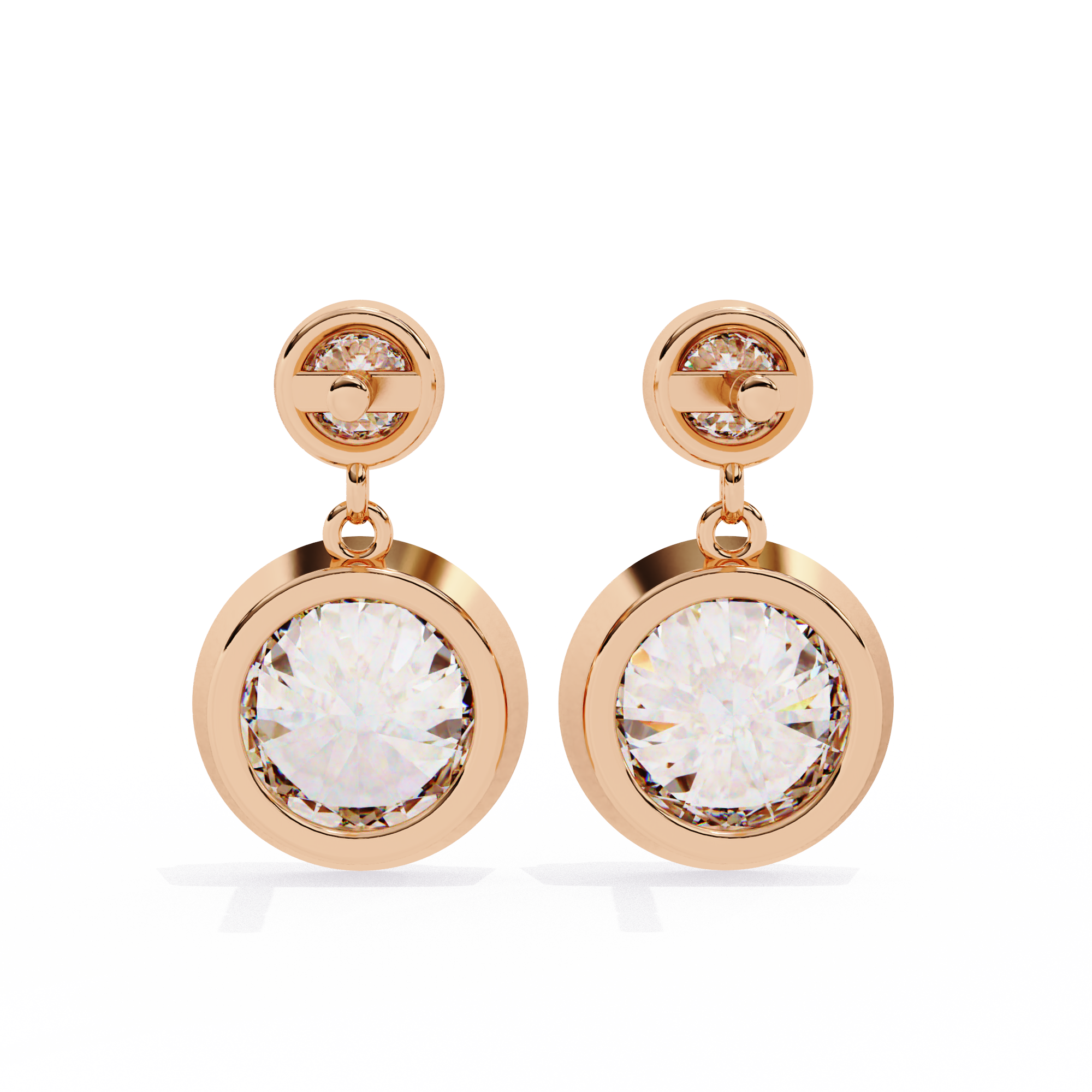 Pure Radiance 1.83 Carat EF/VS Round Bezel Set Lab Grown Diamond Dangle Earrings