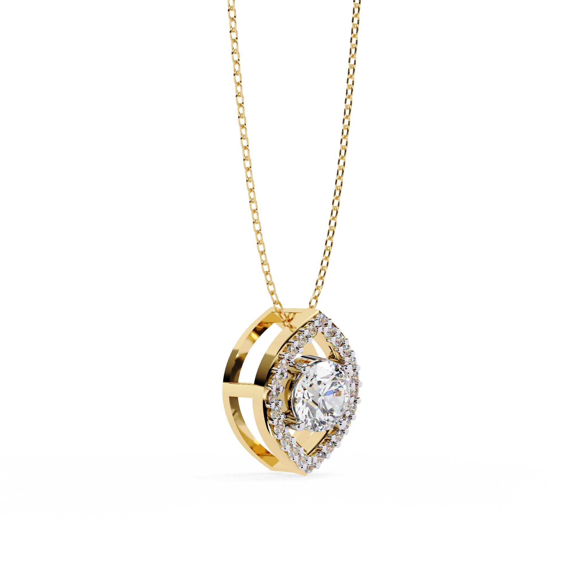0.56ct Lab-Grown Diamond Halo Pendant Necklace – Round Shape EF/VS Radiance