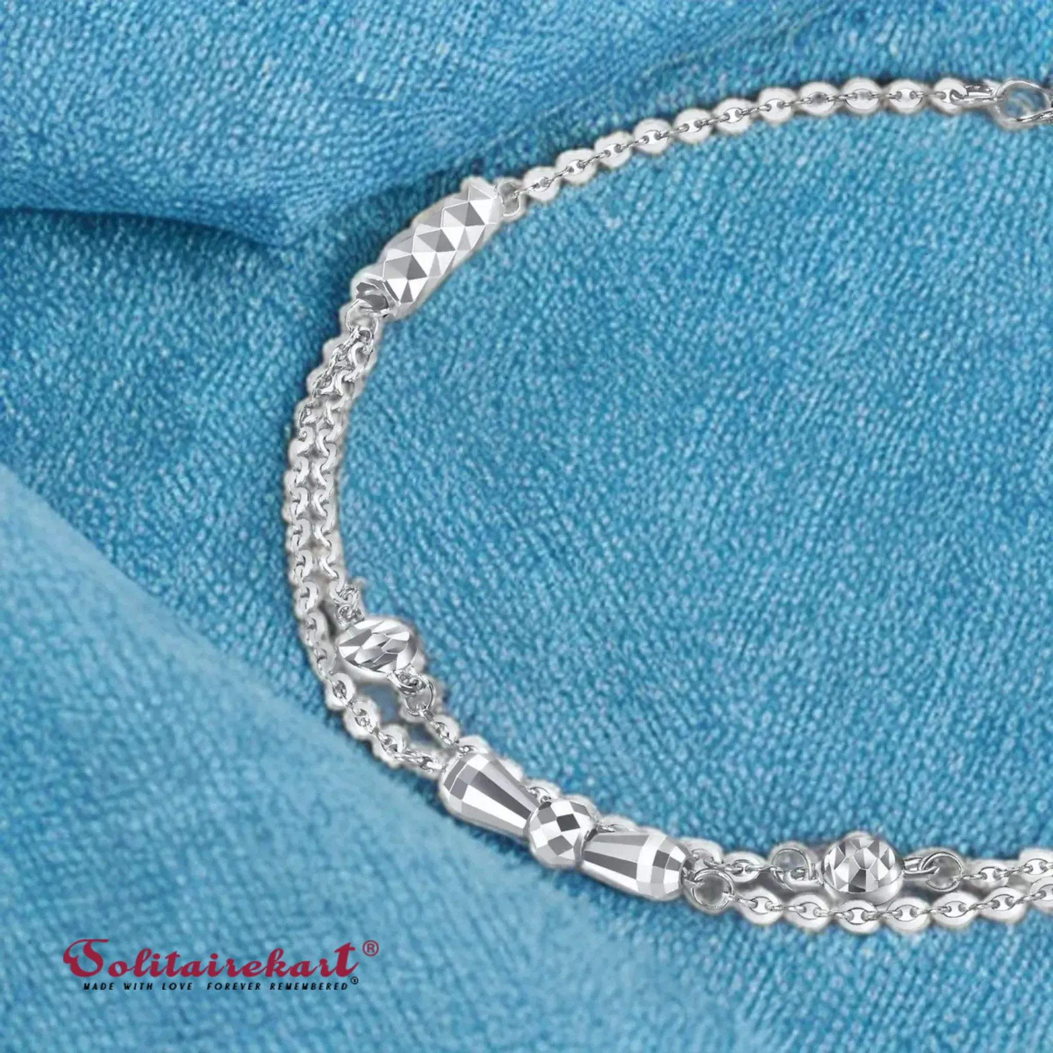 Solitairekart Platinum Beaded Charm Bracelets 4.529gm Weight For Woman.