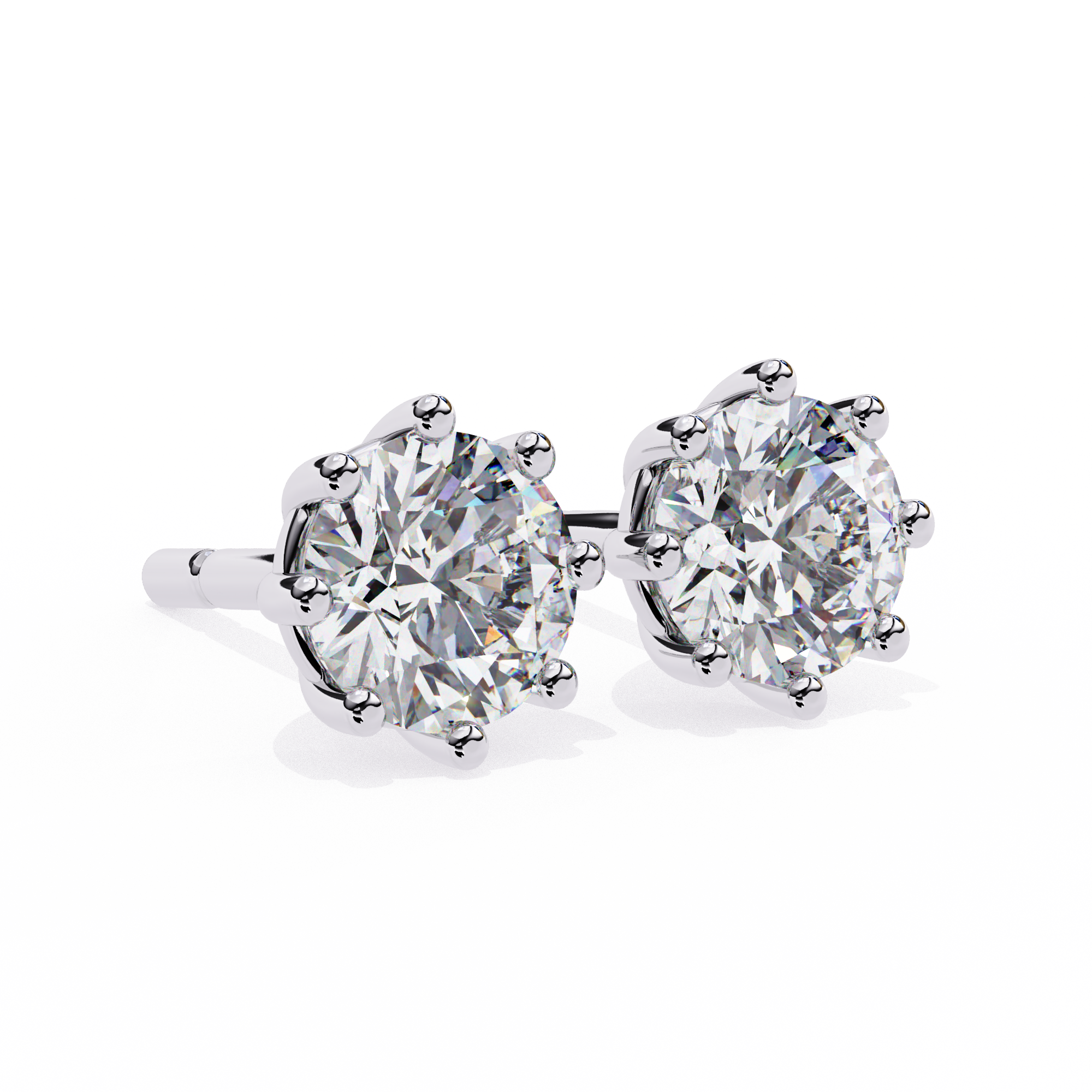 Solitairekart 2.57ct Round Cut Natural Diamond Stud Earrings-H Color, VS1 Clarity