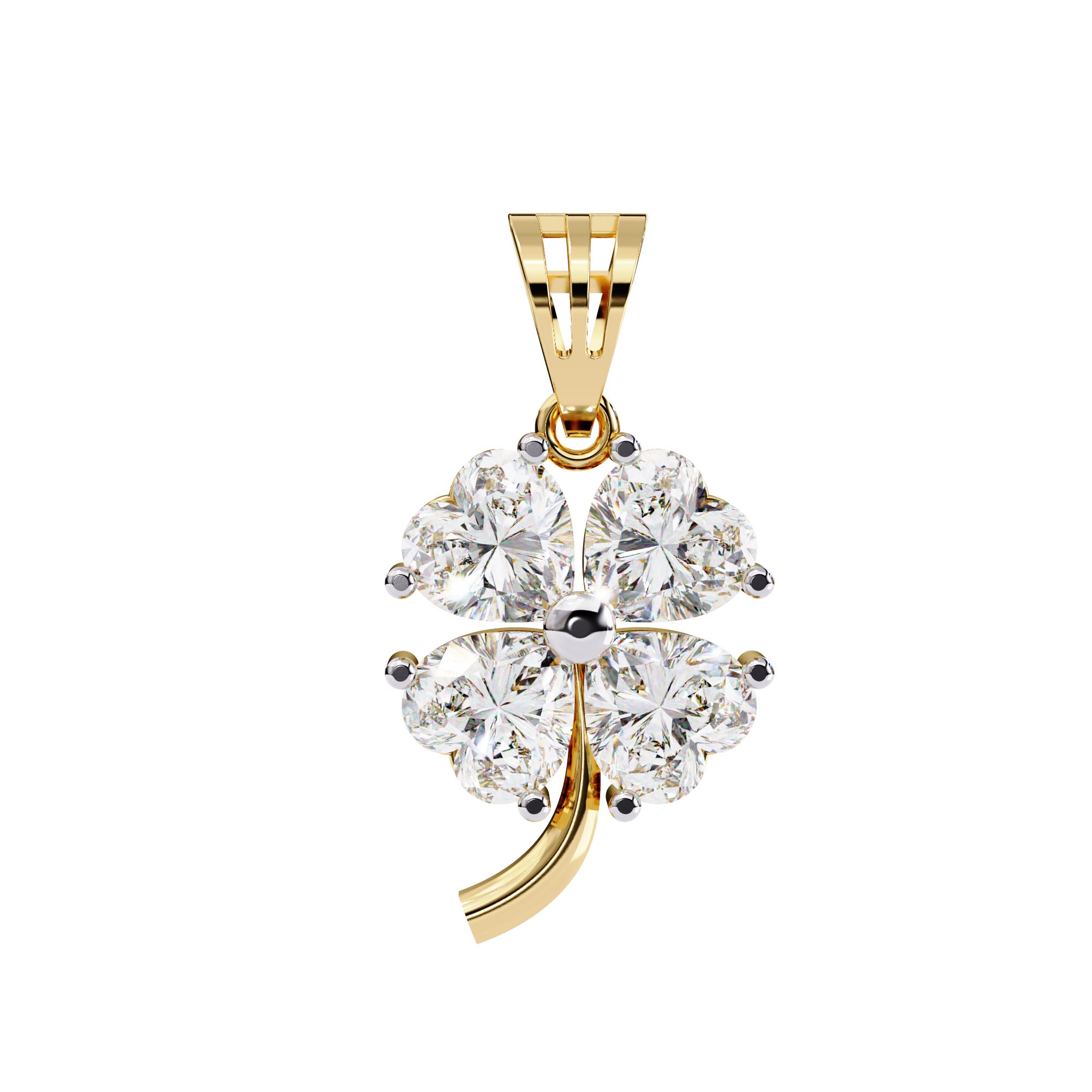Solitairekart 0.61ct Natural Diamond Clover Radiance Pendant-HI Color, VS-SI Clarity