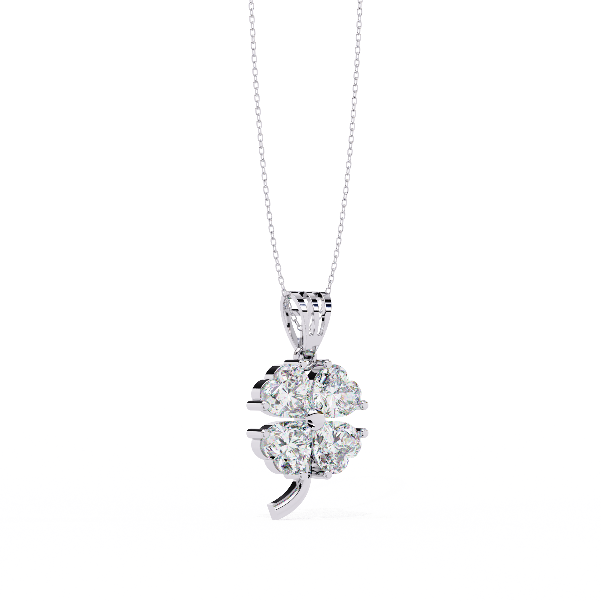 Solitairekart 0.61ct Natural Diamond Clover Radiance Pendant-HI Color, VS-SI Clarity