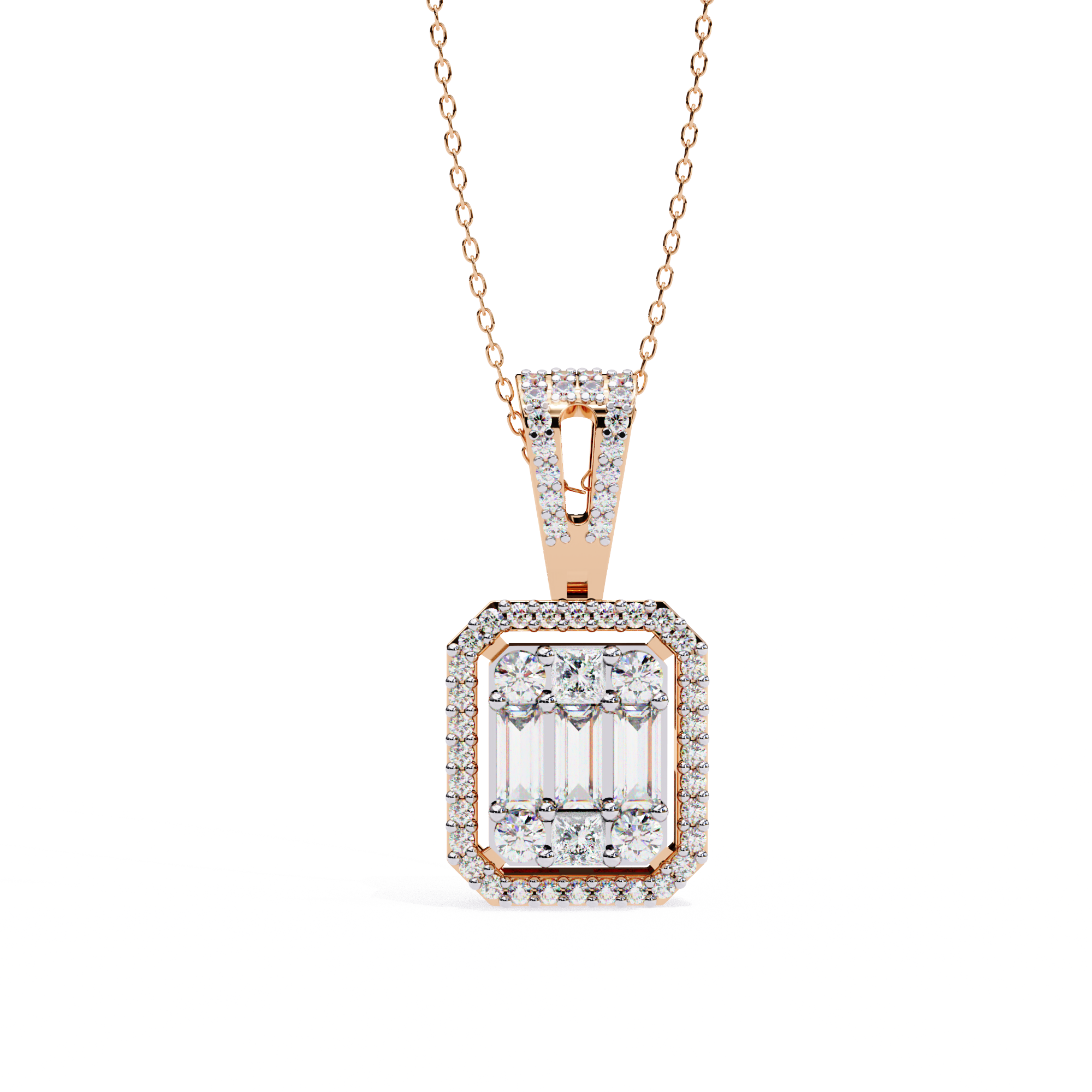 Solitairekart 0.72ct Natural Diamond Regal Prism Pendant-HI Color, VS-SI Clarity