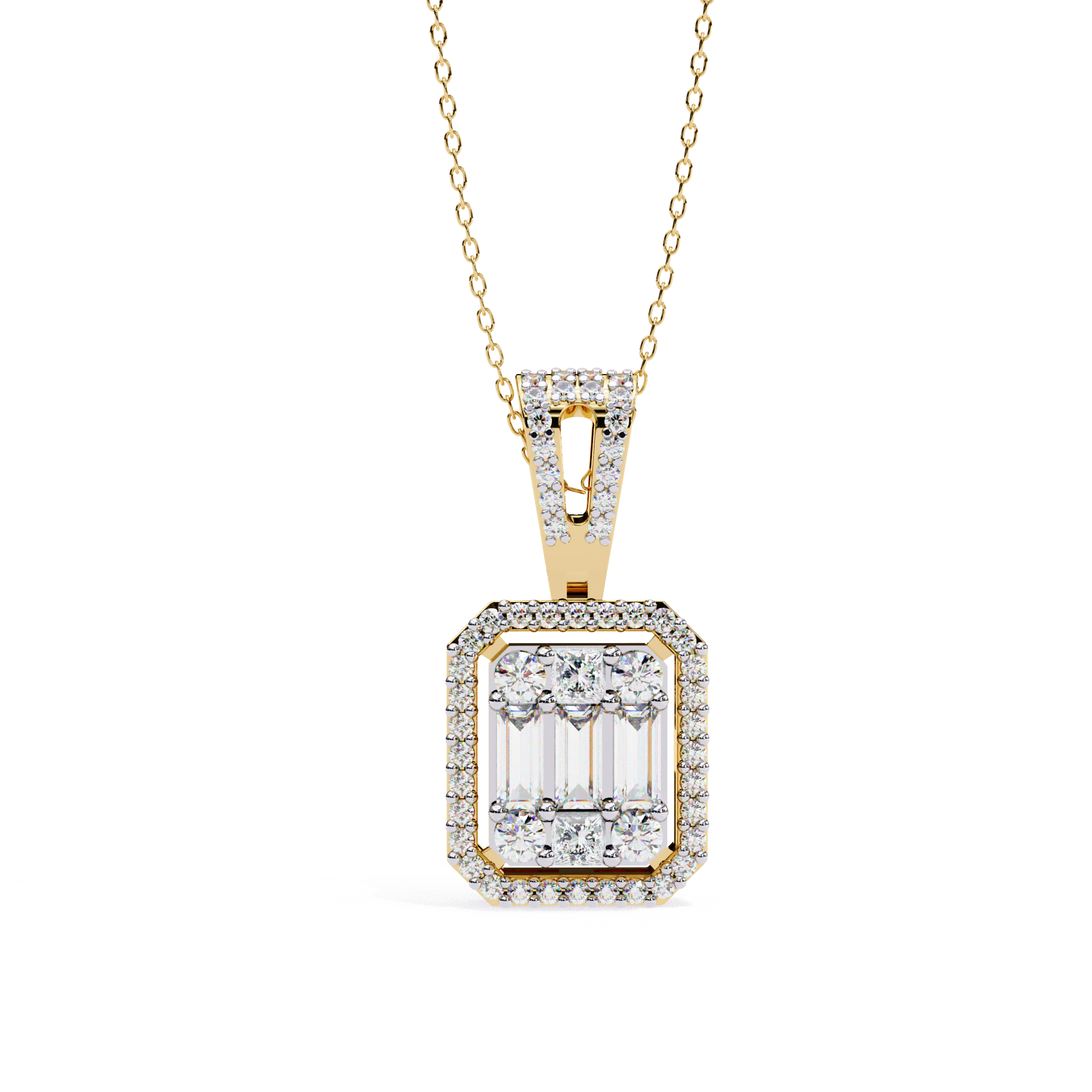 Contemporary 0.72ct EF/VS Lab-Grown Diamond Multi-Shape Pendant Necklace