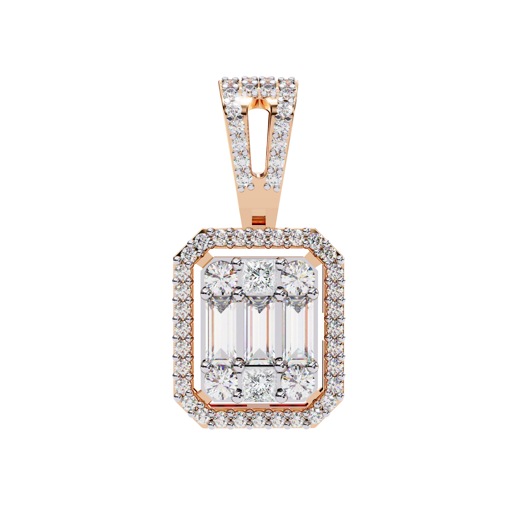 Contemporary 0.72ct EF/VS Lab-Grown Diamond Multi-Shape Pendant Necklace