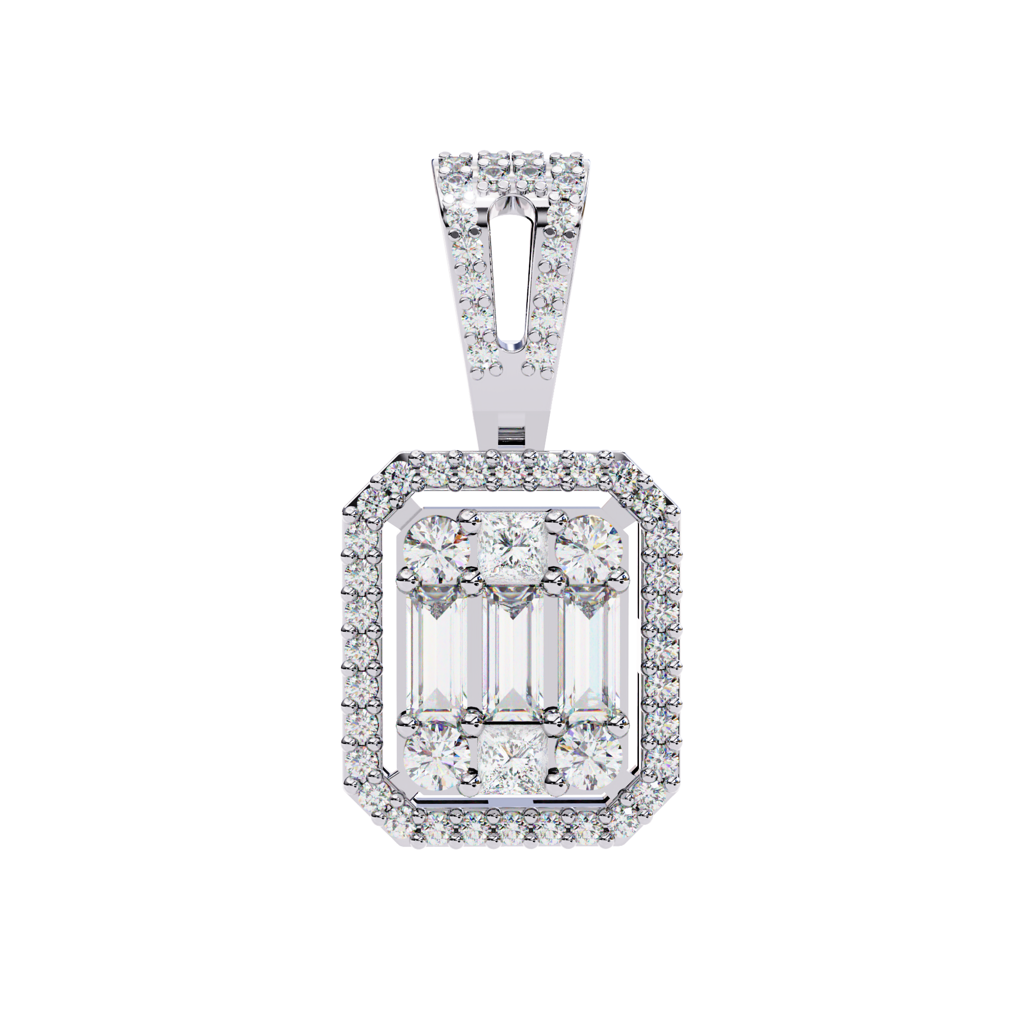 Solitairekart 0.72ct Natural Diamond Regal Prism Pendant-HI Color, VS-SI Clarity