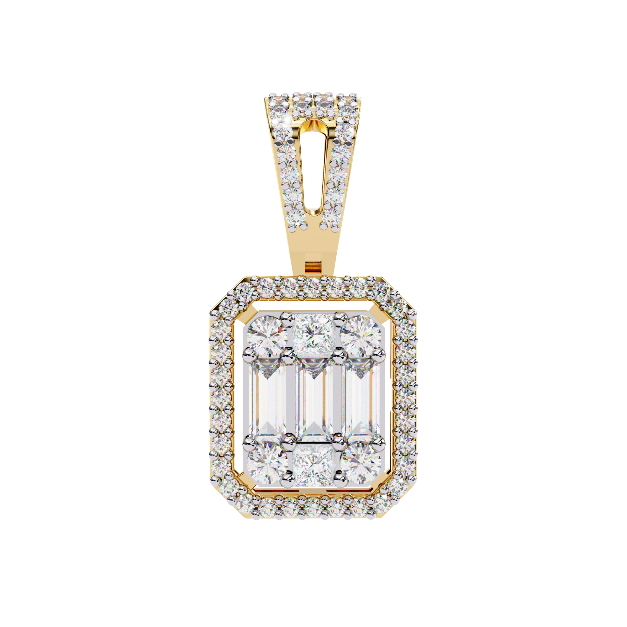 Solitairekart 0.72ct Natural Diamond Regal Prism Pendant-HI Color, VS-SI Clarity