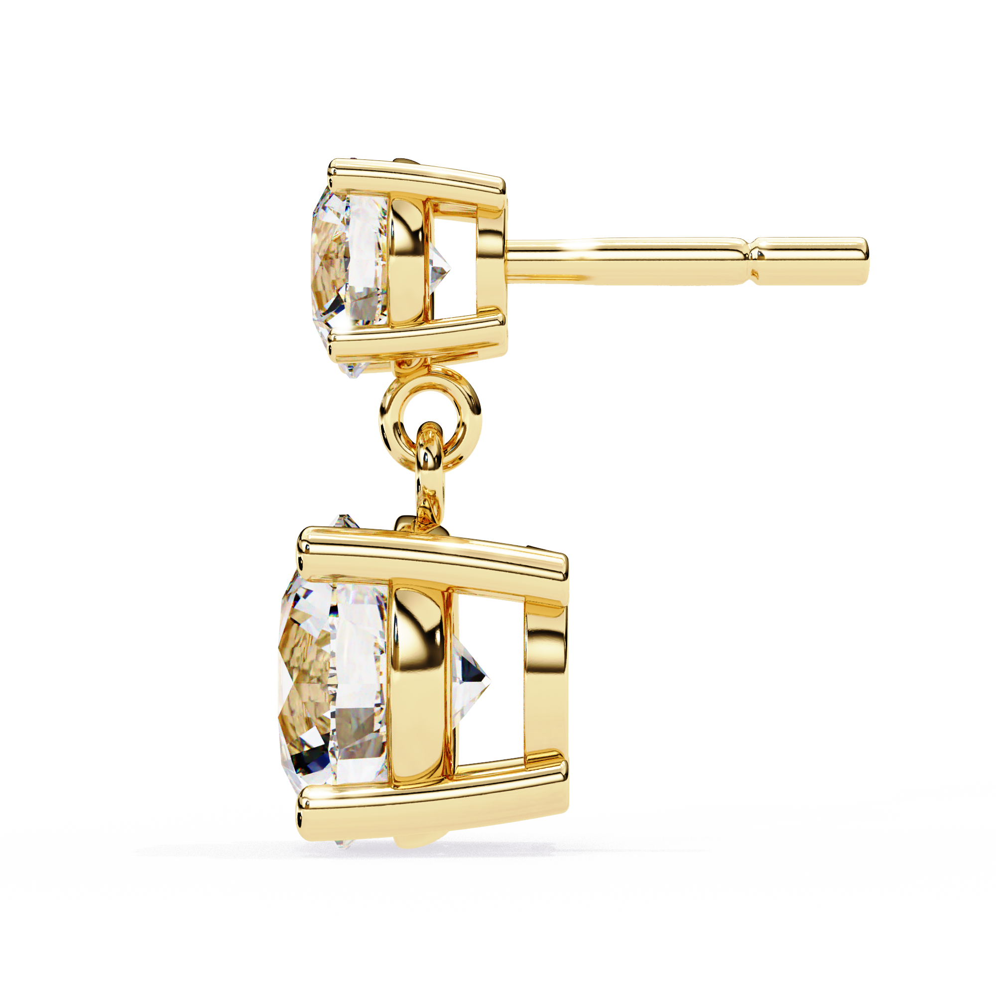 Solitairekart 3.73ct Dangling Double Round Solitaire Natural Diamond Stud Earrings-H Color, VS1 Clarity