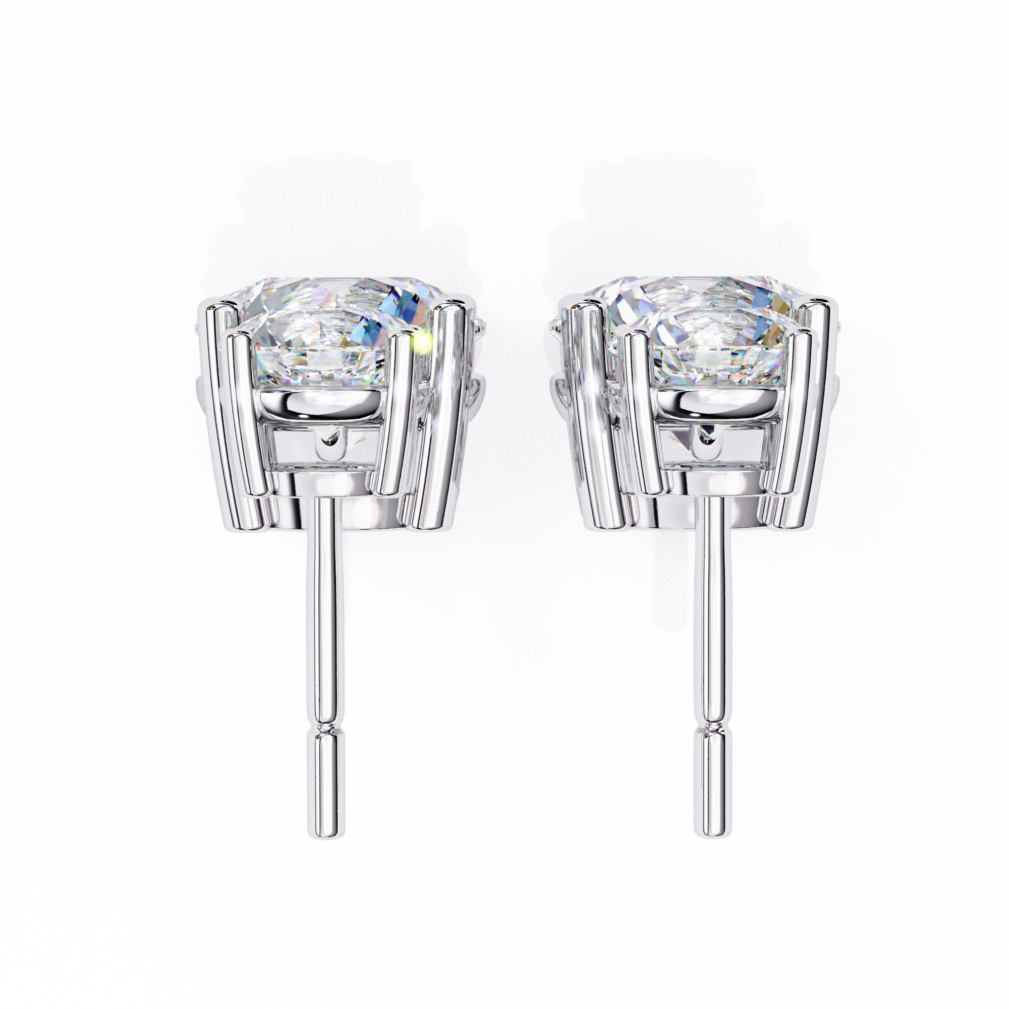 Solitairekart 3.73ct Dangling Double Round Solitaire Natural Diamond Stud Earrings-H Color, VS1 Clarity