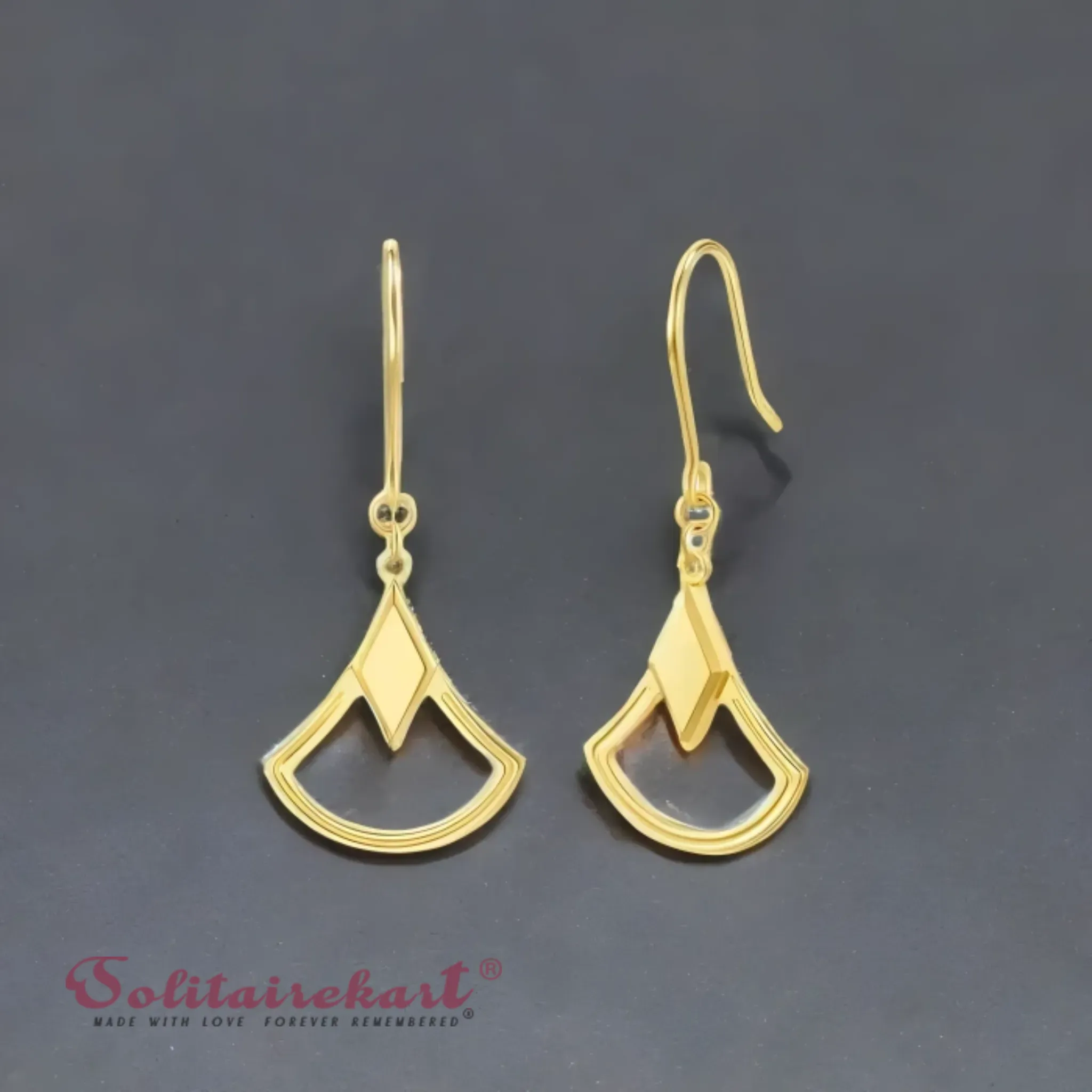 14K Gold 3.63g Geometric Fan Earring