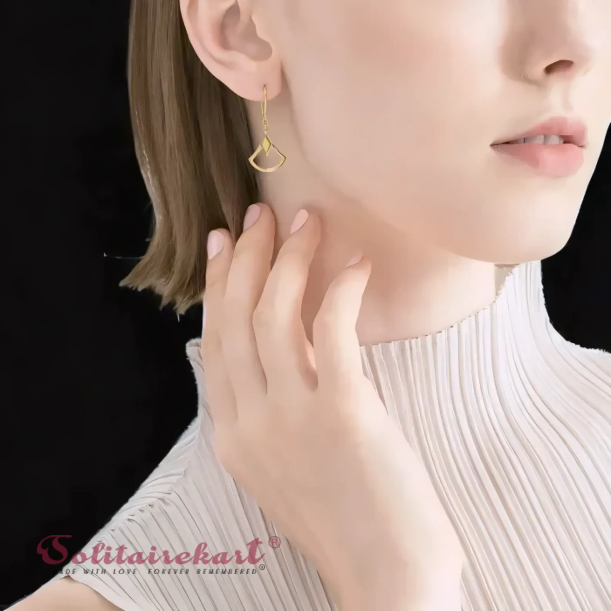 14K Gold 3.63g Geometric Fan Earring