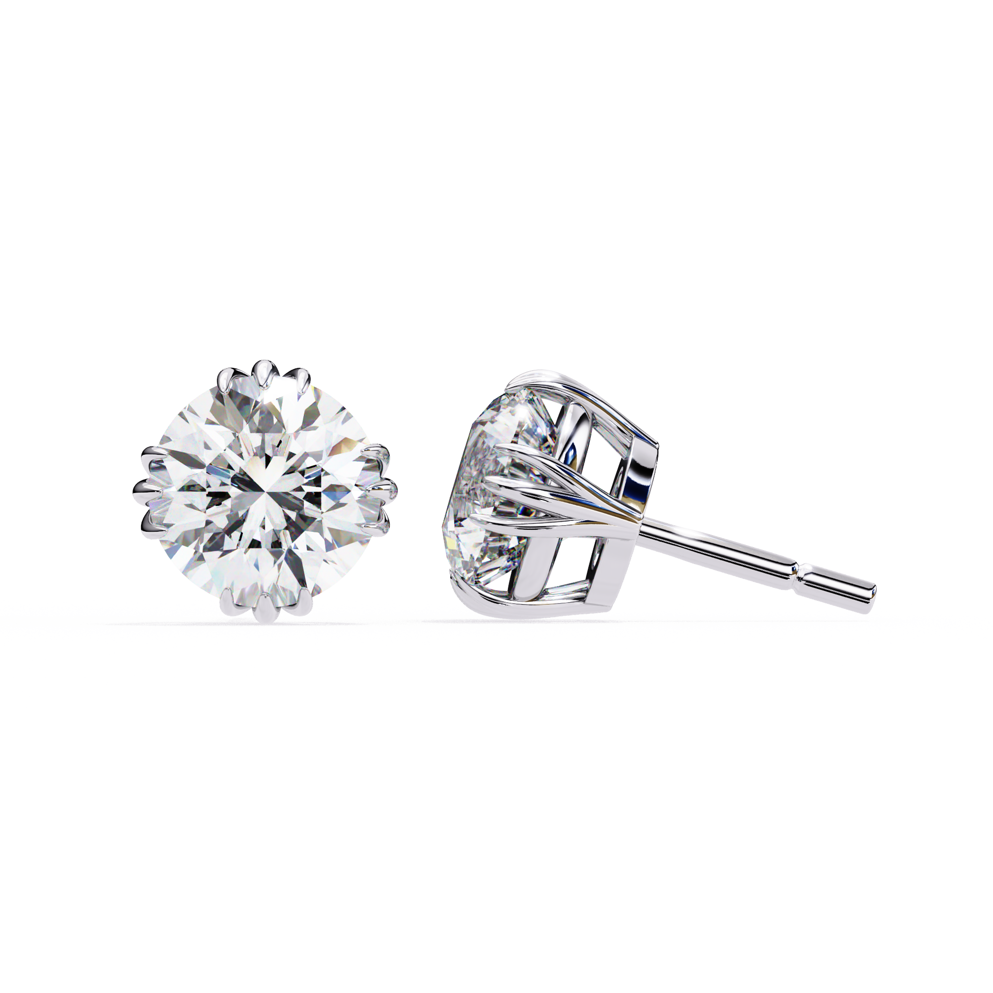 Pure Brilliance–2.8ct F Color VVS2 Clarity Lab Grown Diamond Stud Earrings