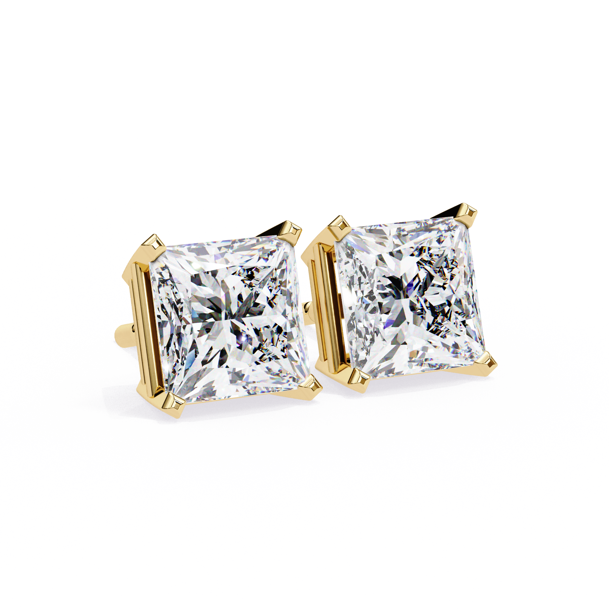 Imperial Spark–3.04ct E Color VS2 Clarity Princess Shape Diamond Stud Earrings