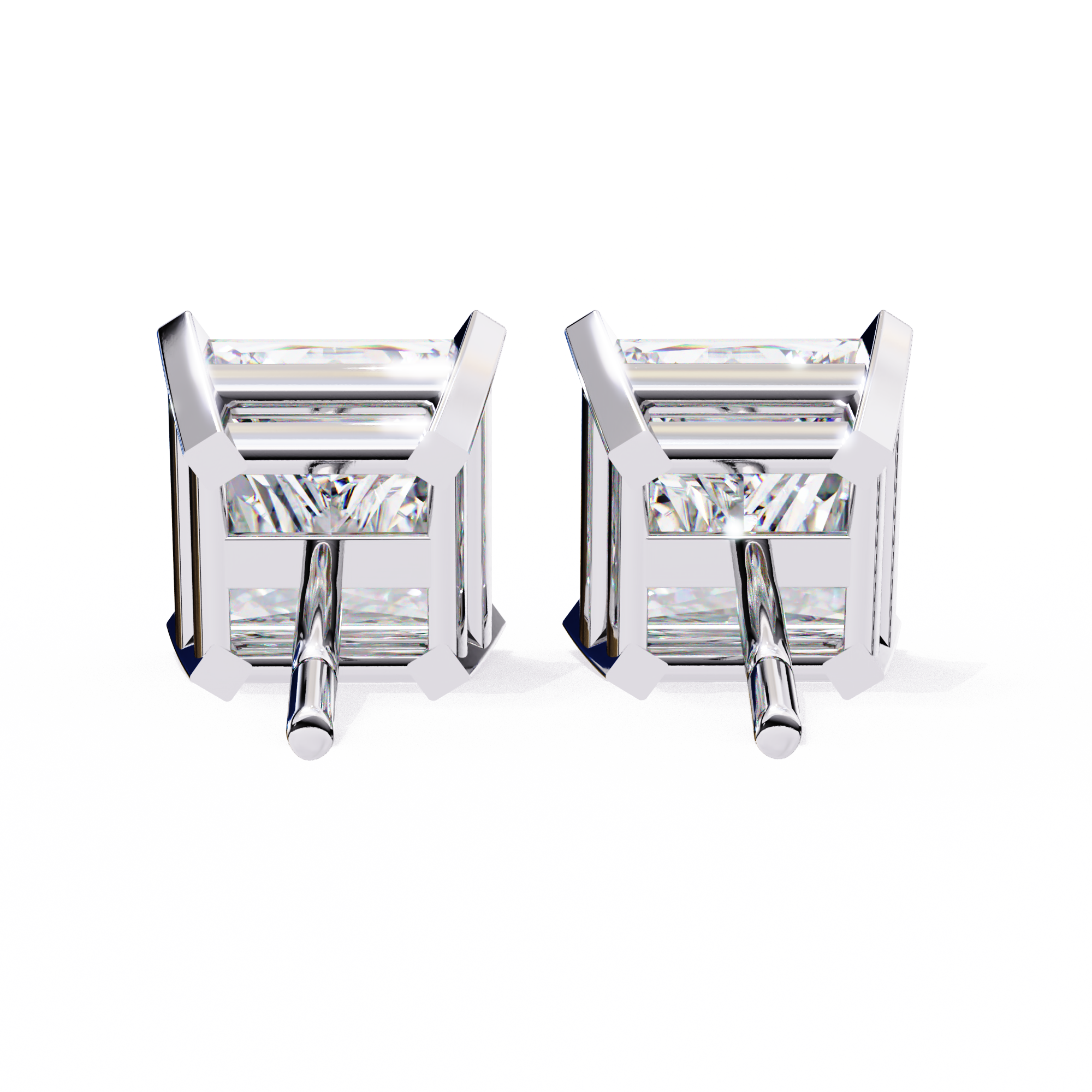 Solitairekart 3.04ct Princess Cut Natural Diamond Stud Earrings-H Color, VS1 Clarity