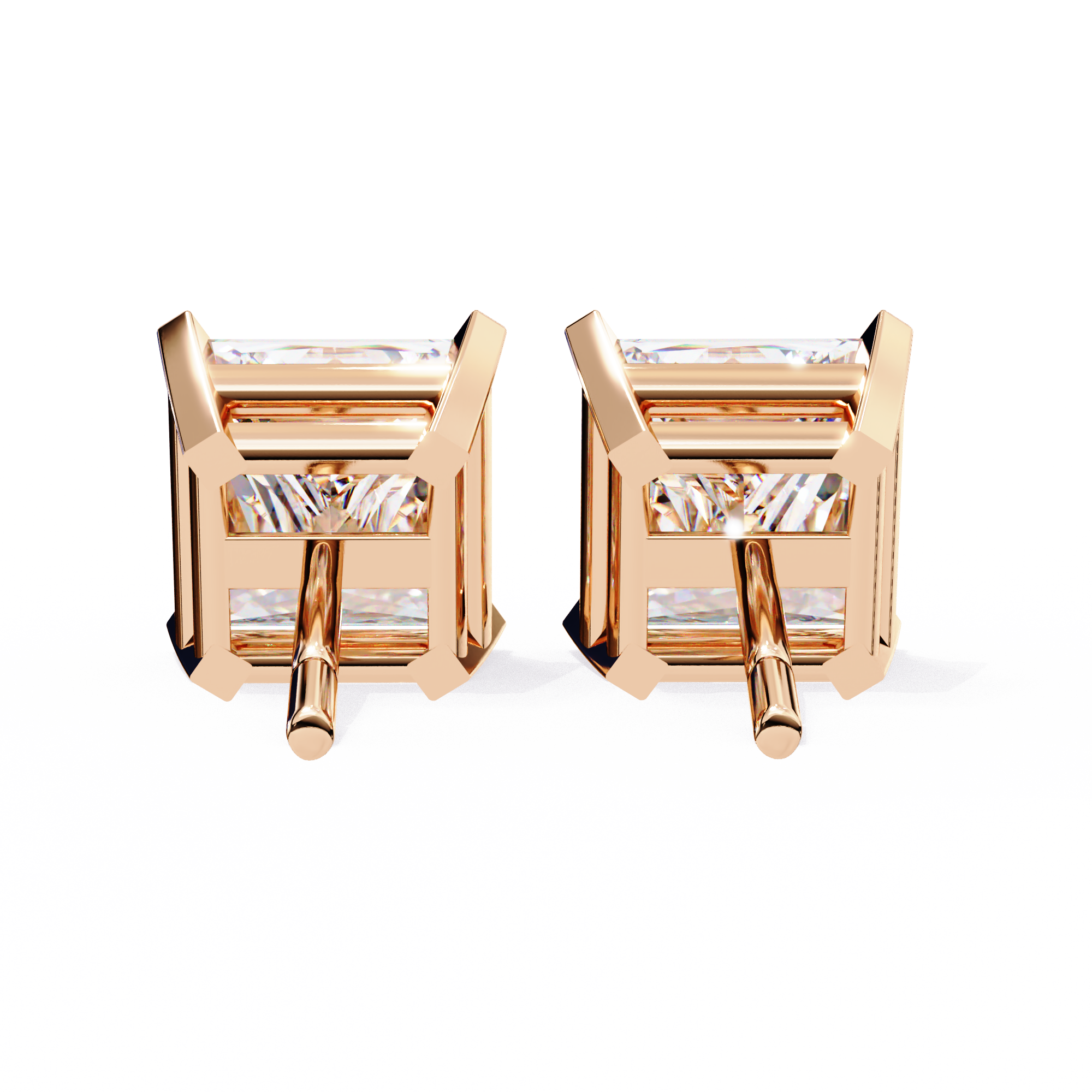 3.04ct Princess Cut Diamond Studs | Solitairekart