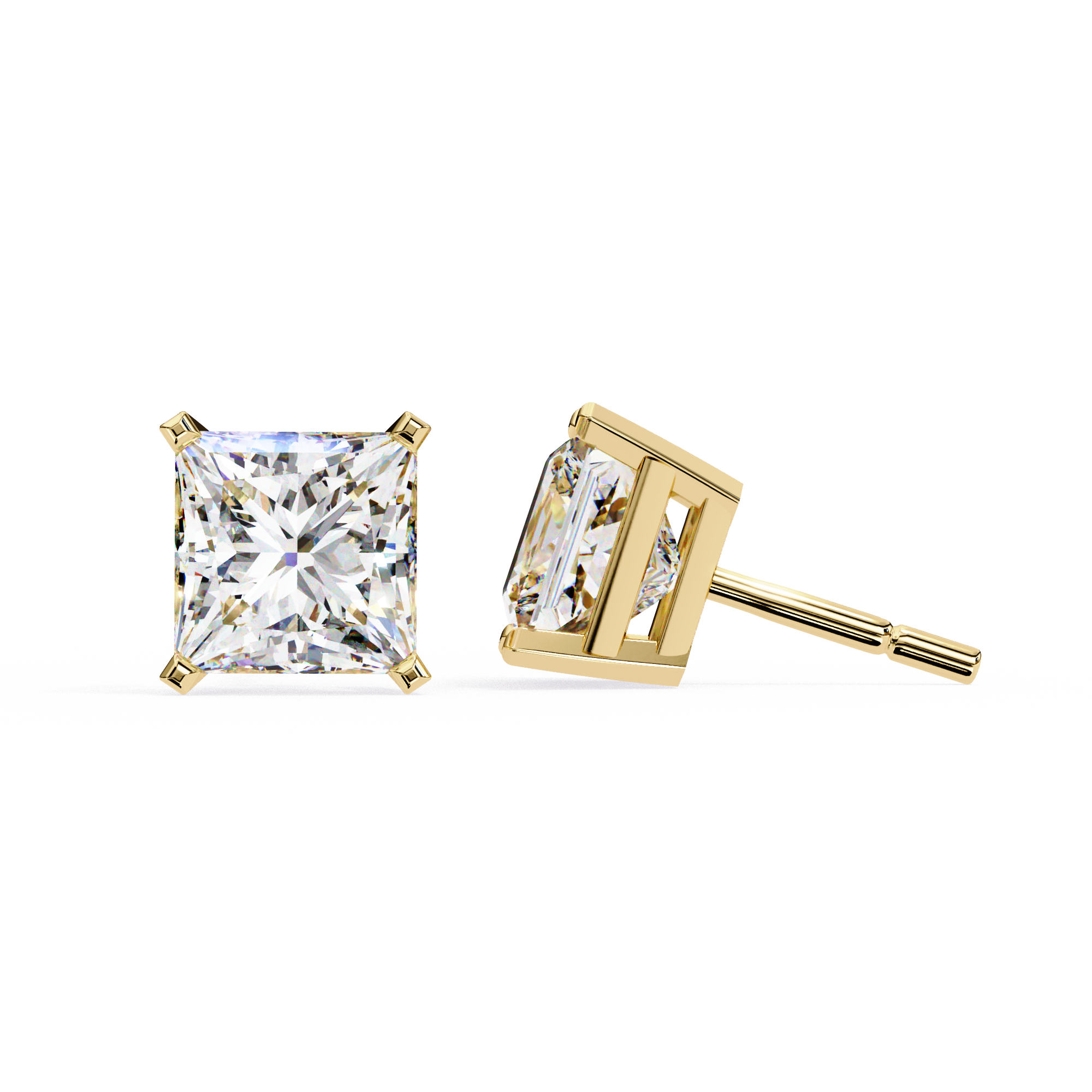 3.04ct Princess Cut Diamond Studs | Solitairekart