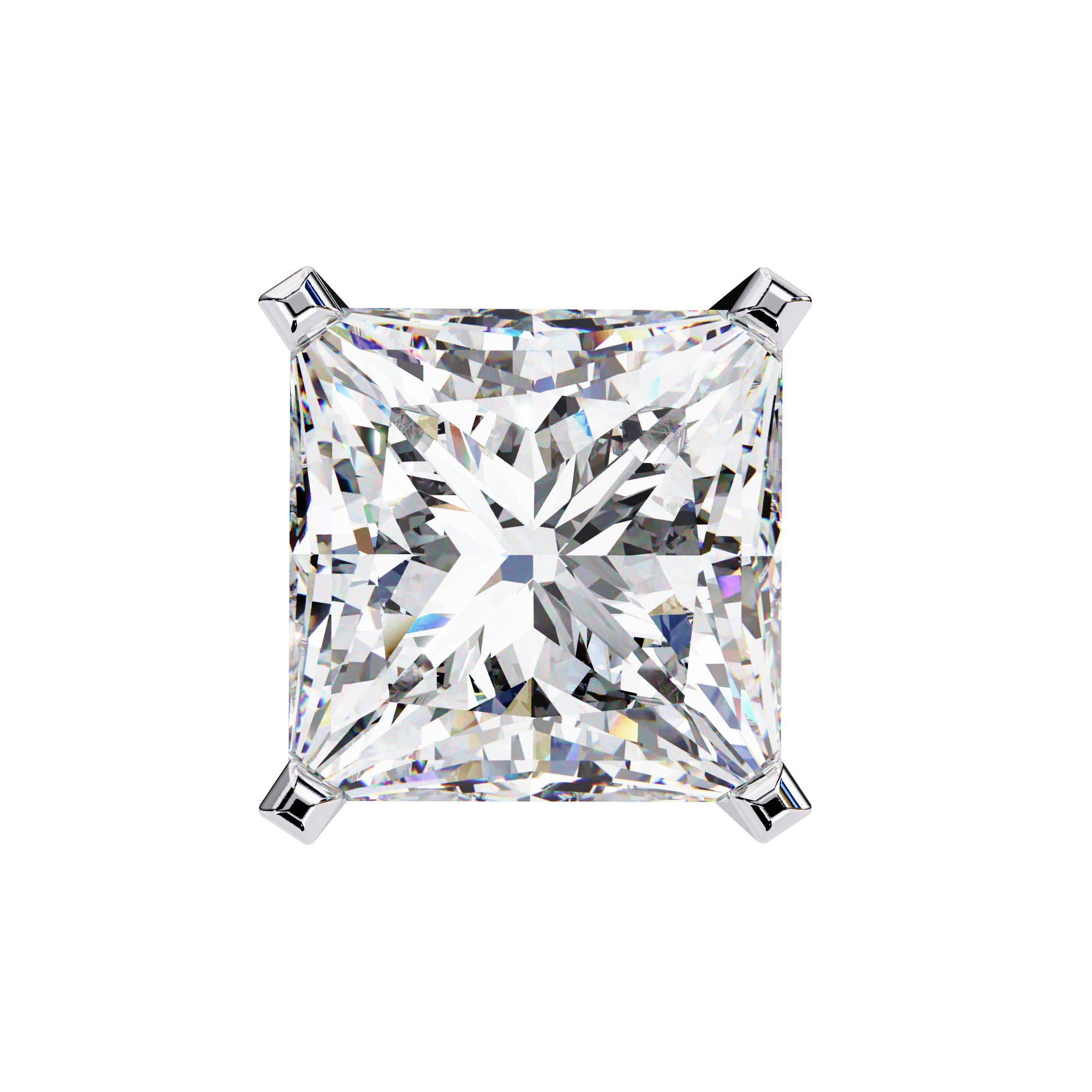3.04ct Princess Cut Diamond Studs | Solitairekart