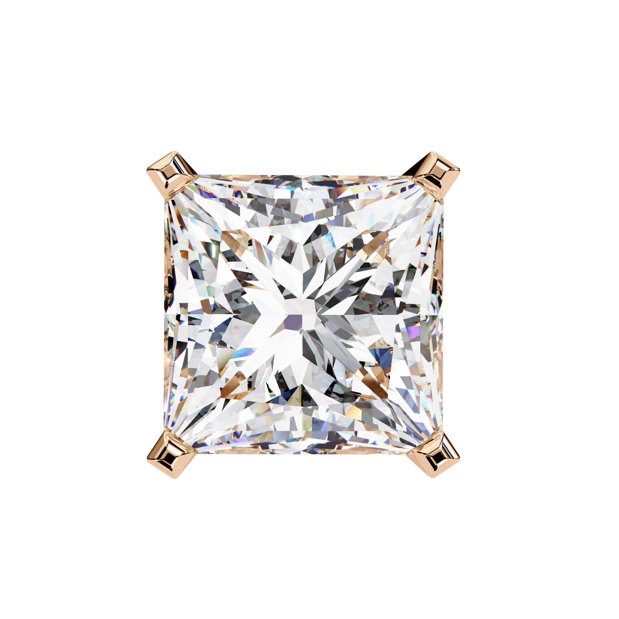 3.04ct Princess Cut Diamond Studs | Solitairekart