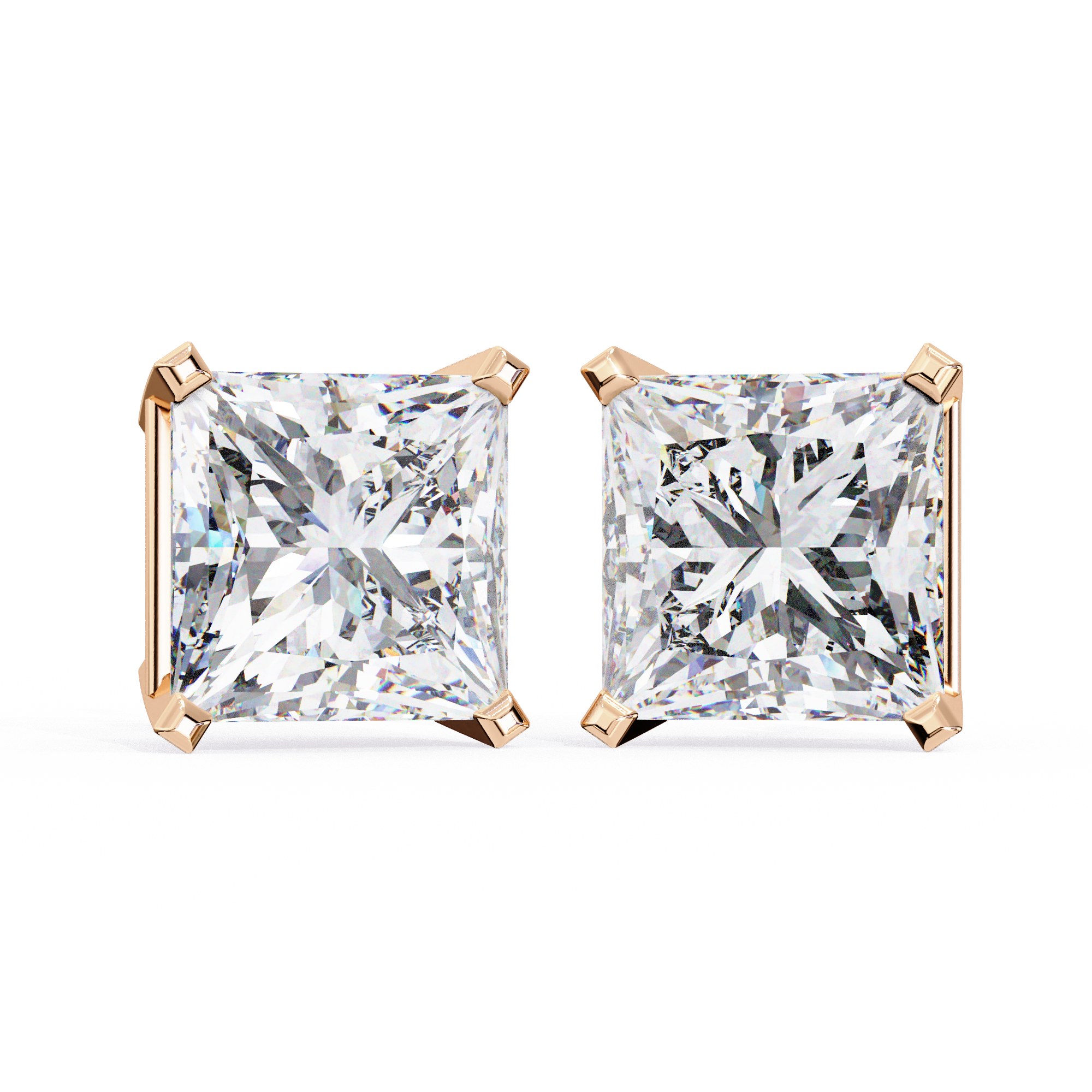 3.04ct Princess Cut Diamond Studs | Solitairekart