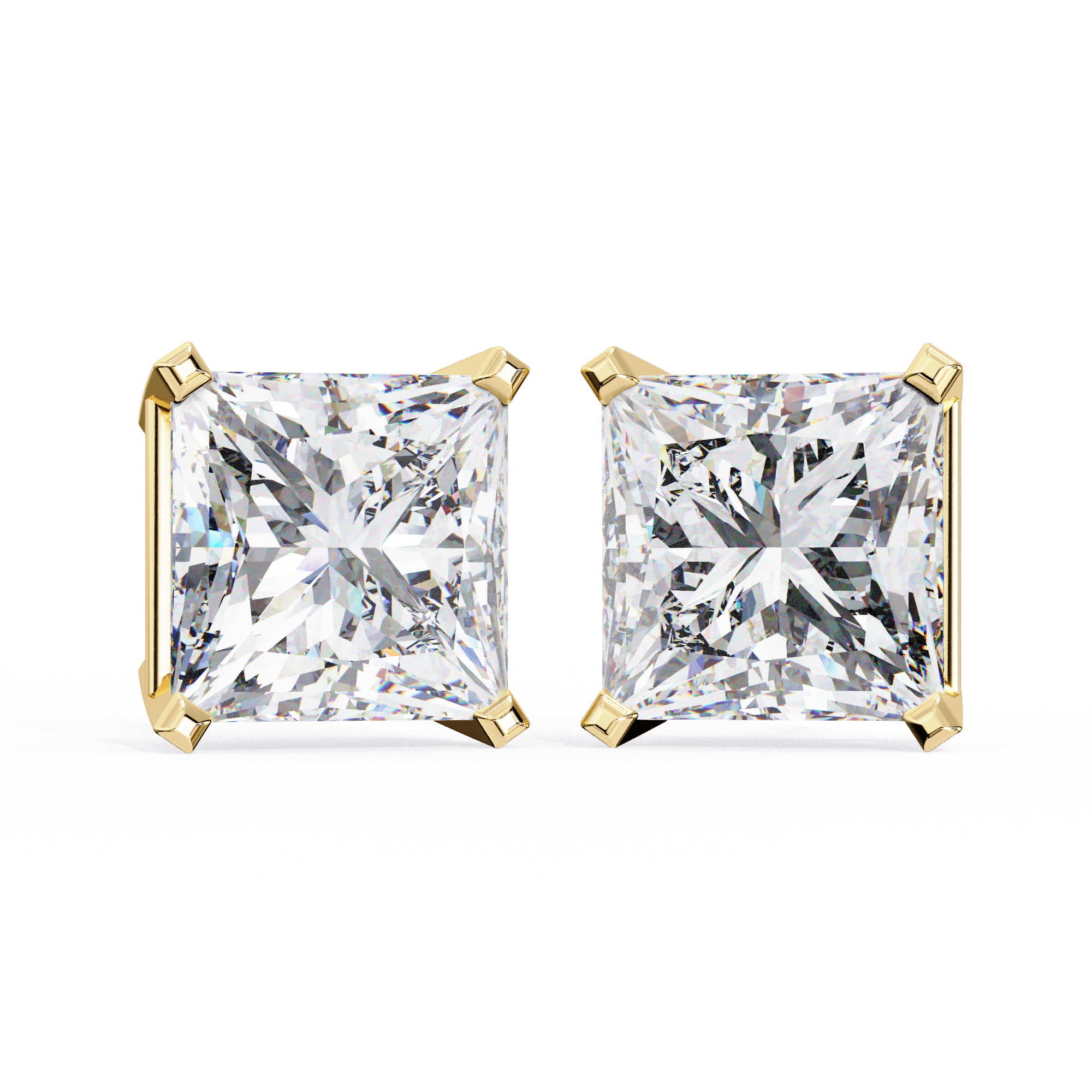 Imperial Spark–3.04ct E Color VS2 Clarity Princess Shape Diamond Stud Earrings