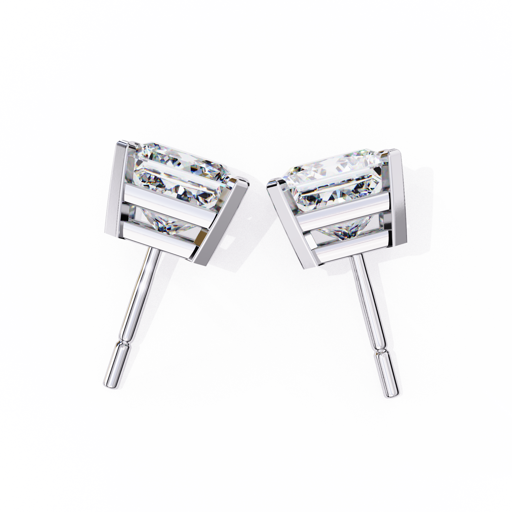 Imperial Spark–3.04ct E Color VS2 Clarity Princess Shape Diamond Stud Earrings