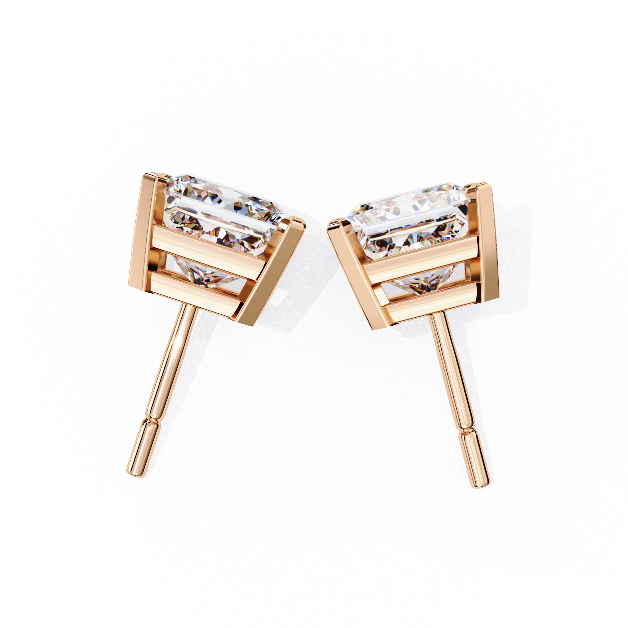 3.04ct Princess Cut Diamond Studs | Solitairekart