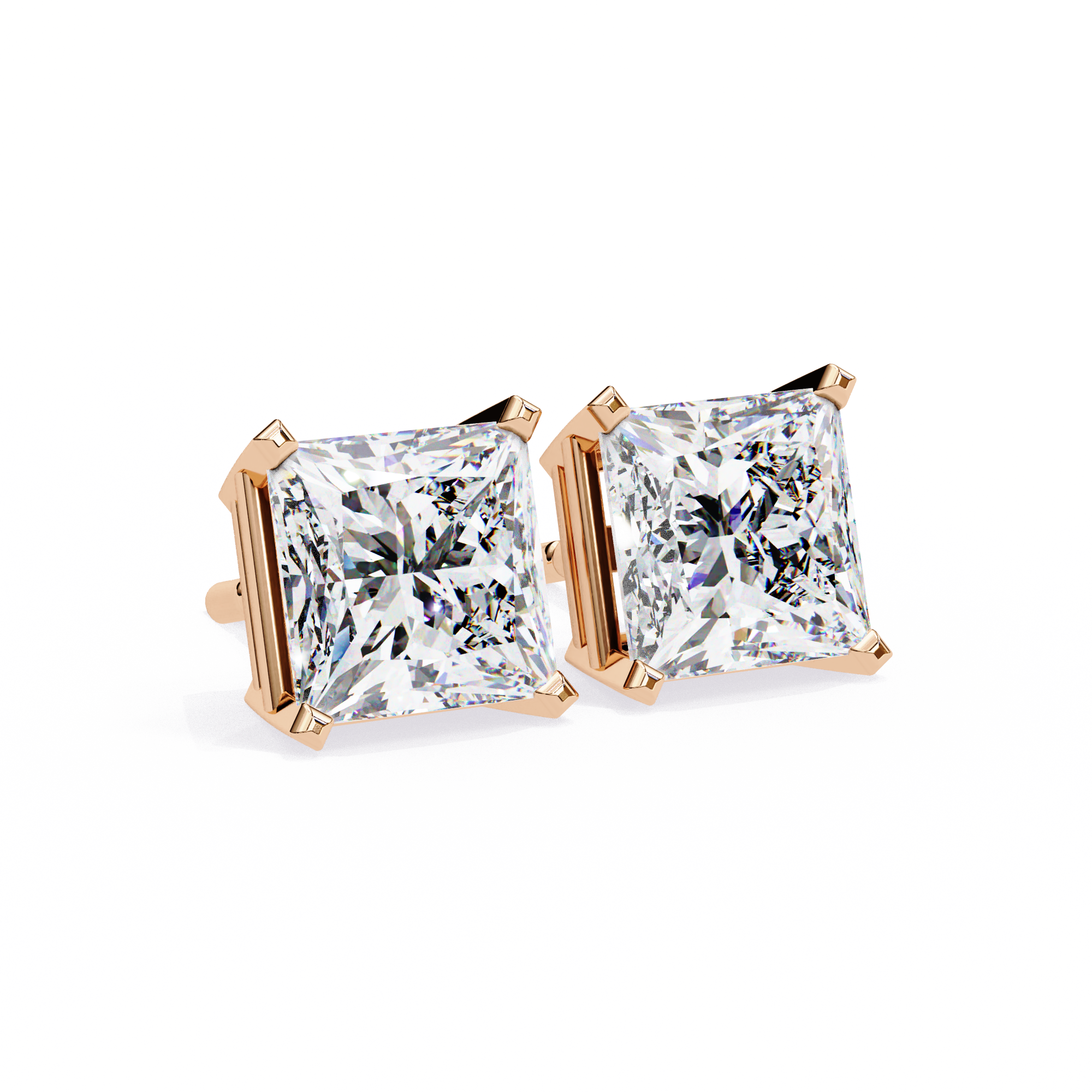 3.04ct Princess Cut Diamond Studs | Solitairekart
